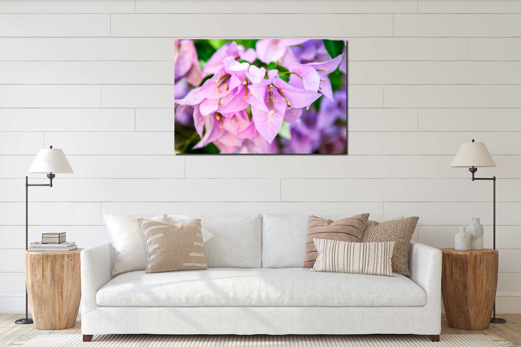 Vibrant Pink Bougainvillea Closeup interior mockup