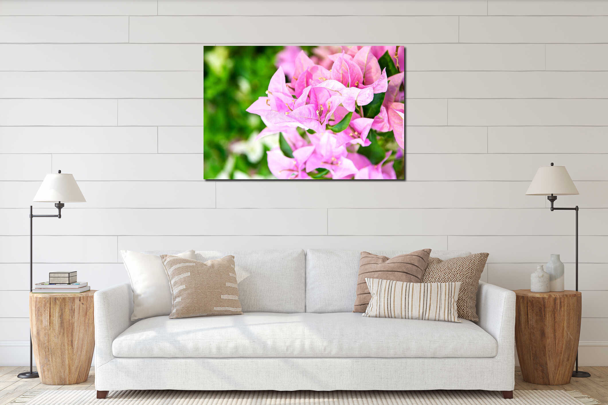 Vibrant Pink Bougainvillea Closeup interior mockup