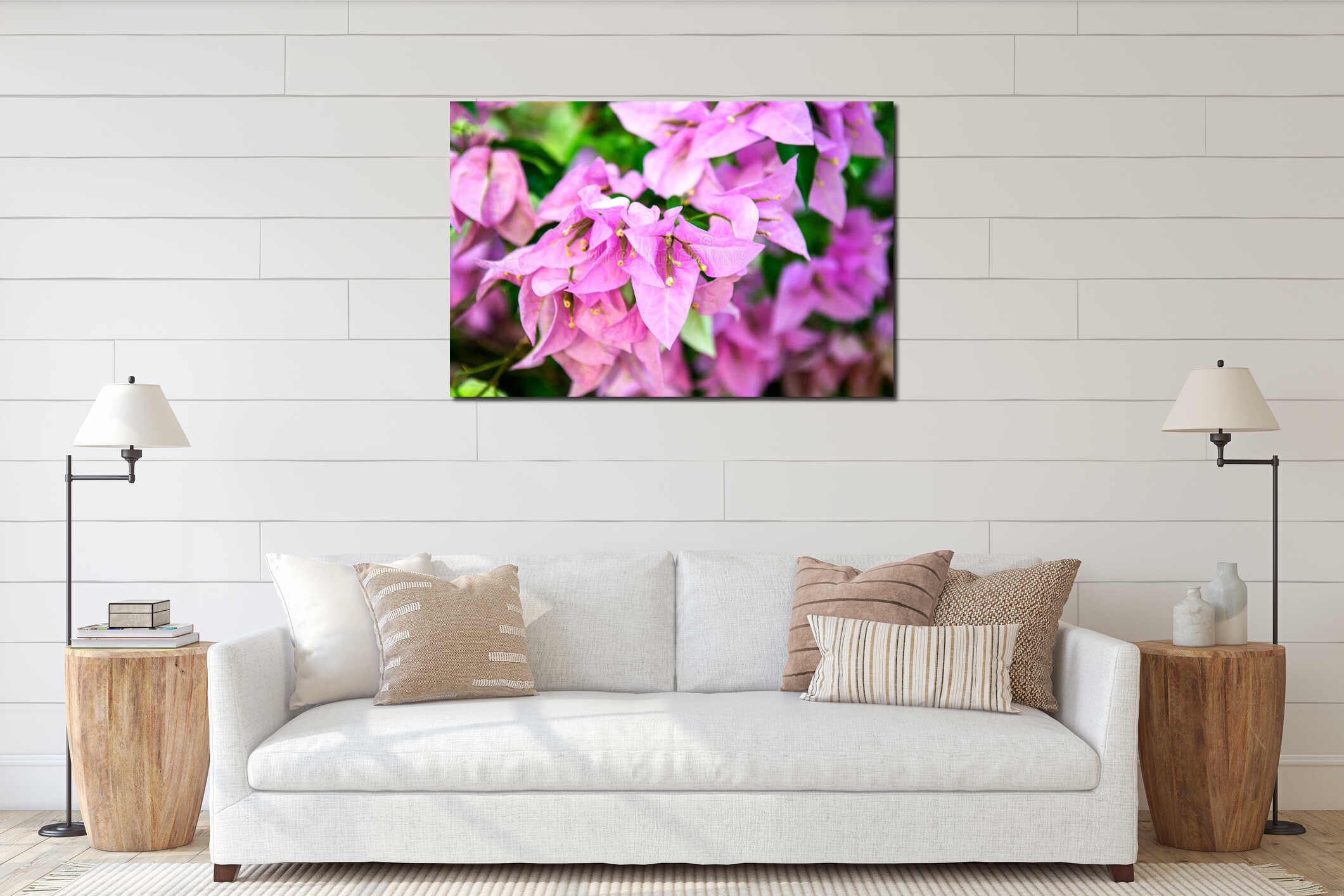 Vibrant Pink Bougainvillea Closeup interior mockup