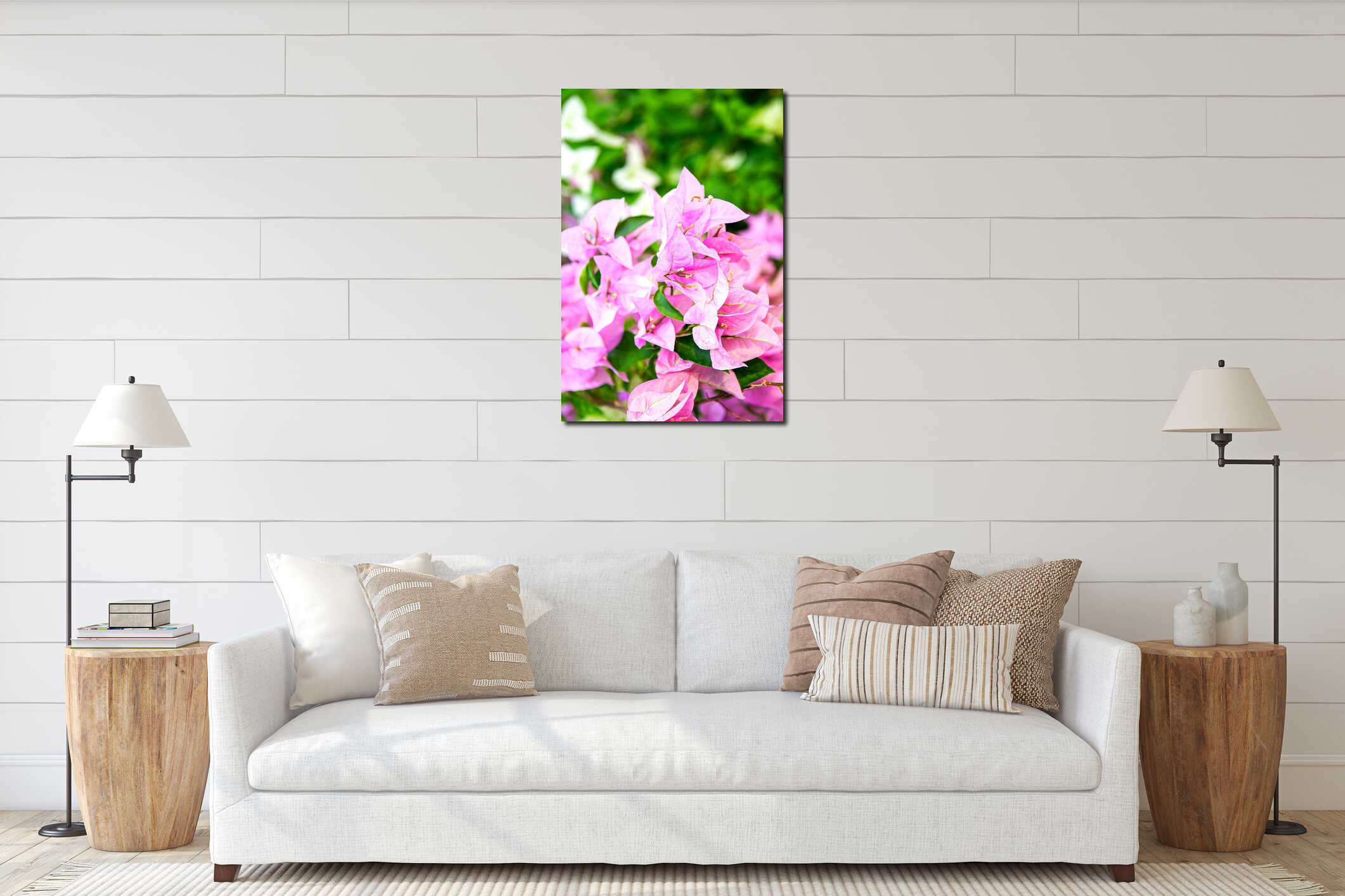 Vibrant Pink Bougainvillea Closeup interior mockup