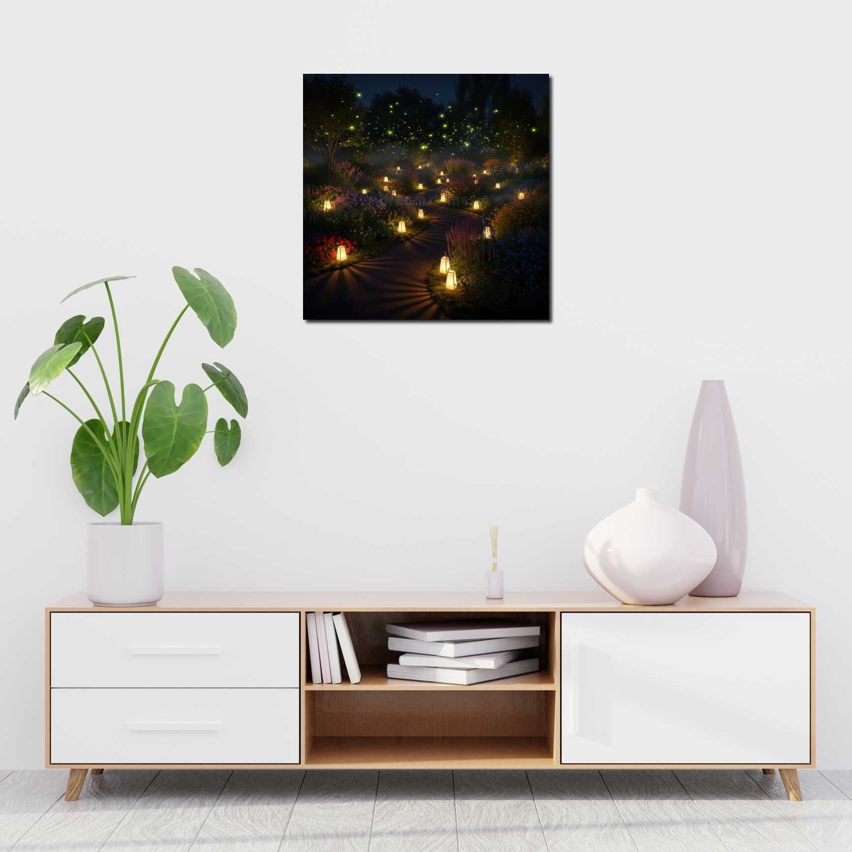 Canvas above sofa for size context