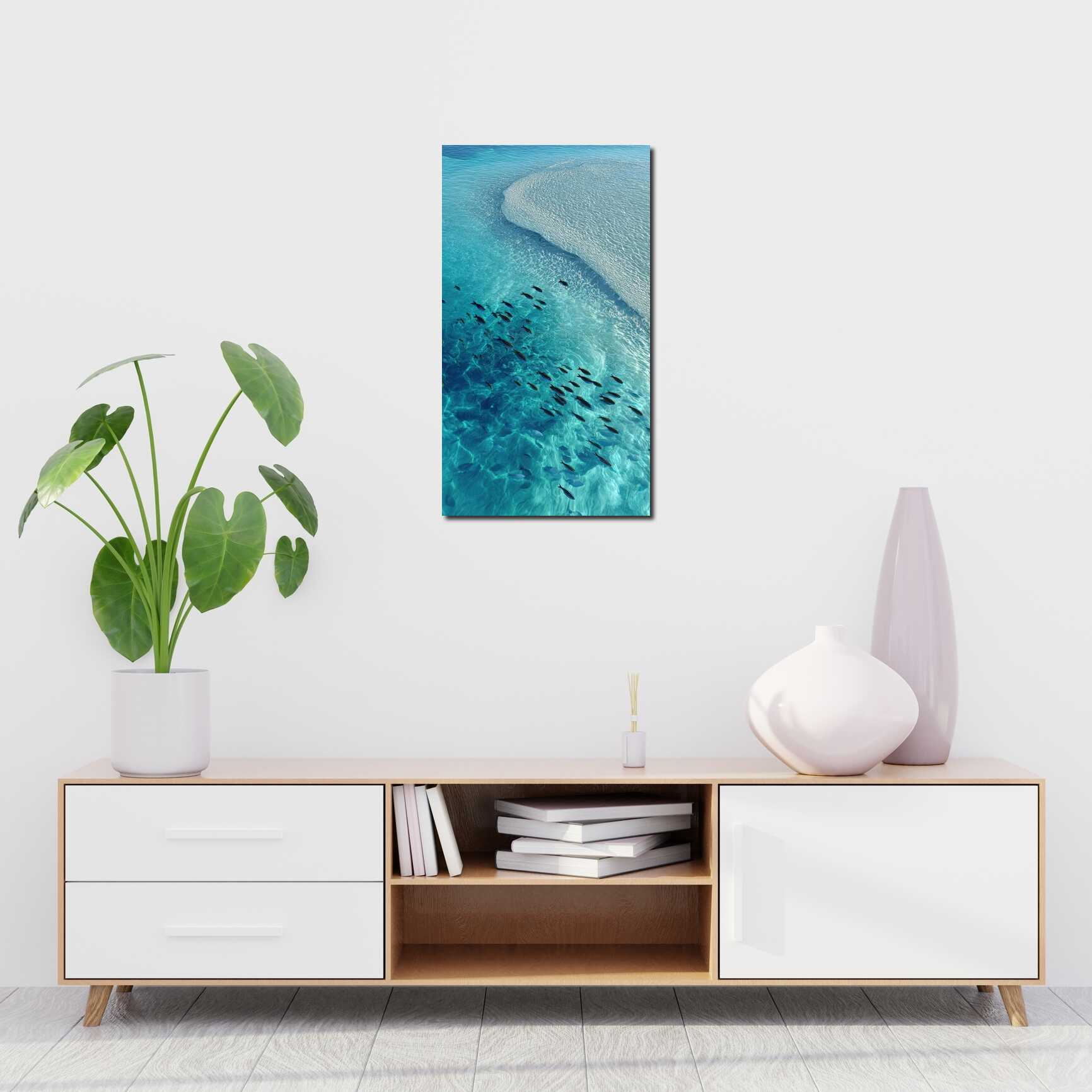 Canvas above sofa for size context