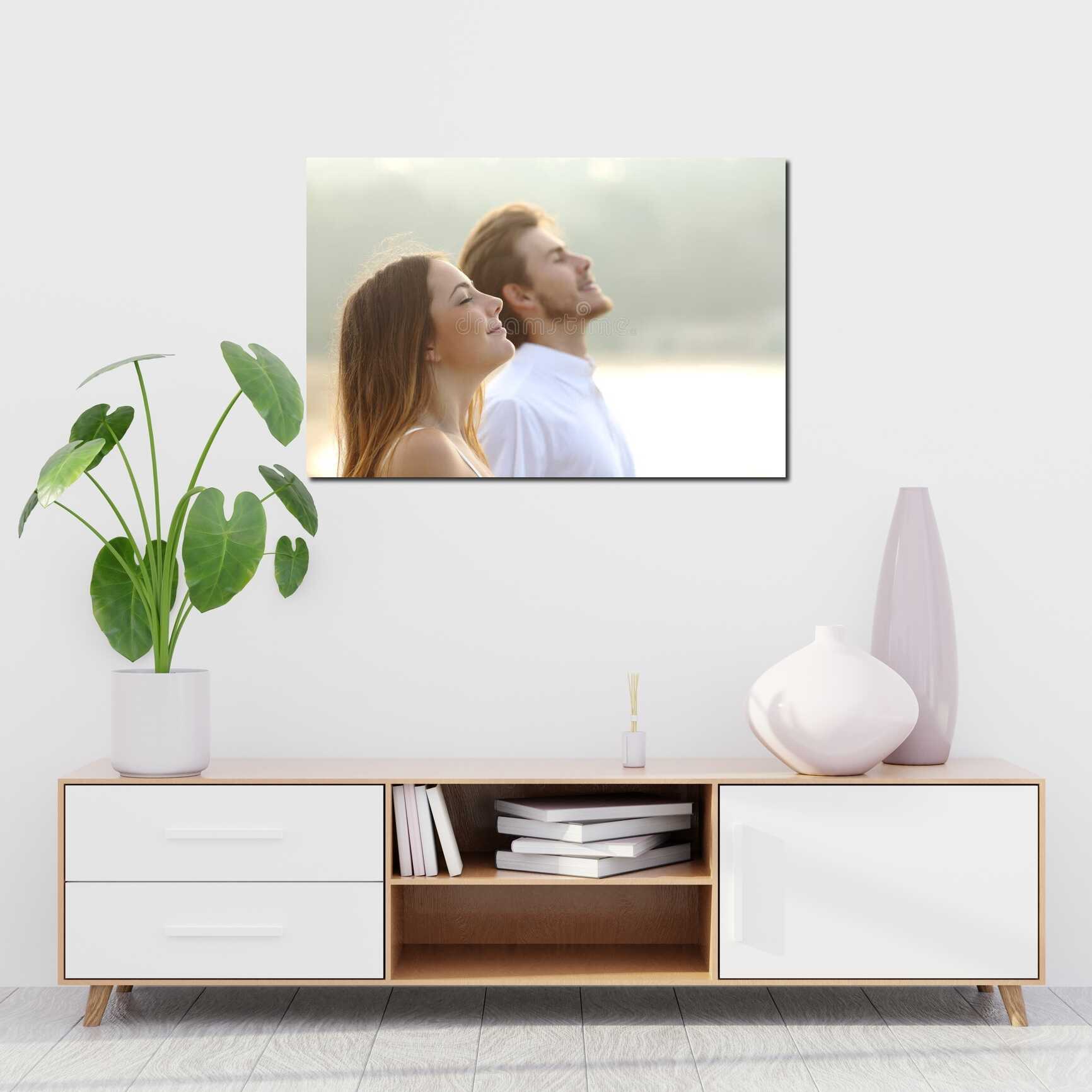 Canvas above sofa for size context