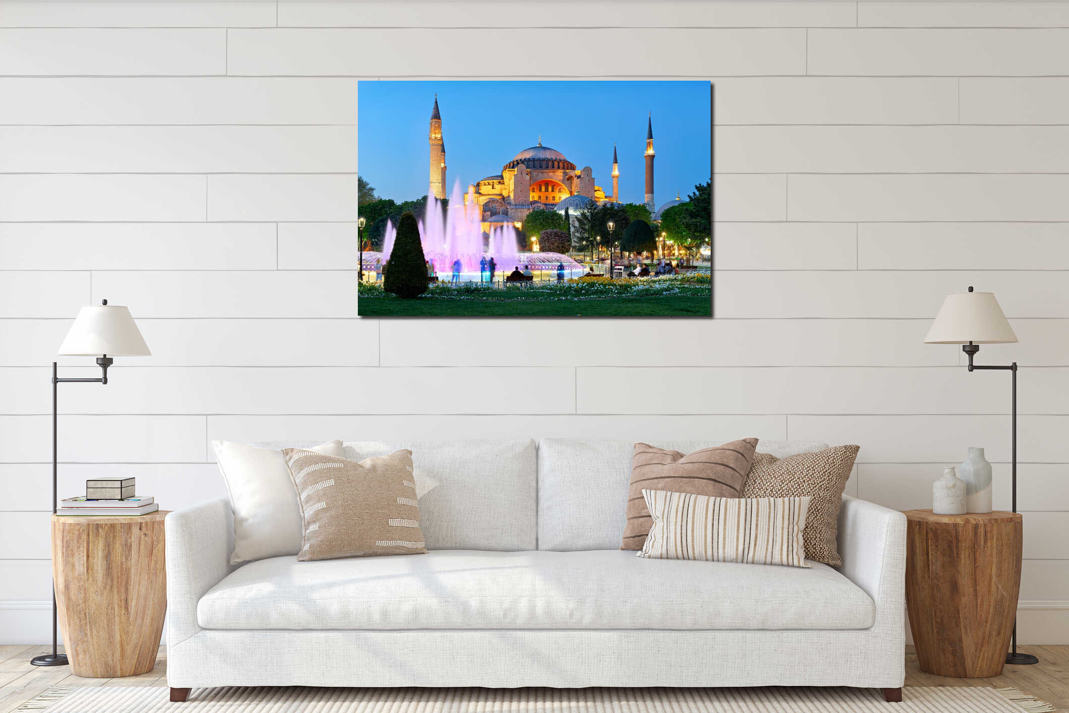 Hagia Sophia Grand Mosque at night in Istanbul Turkey interior mockup