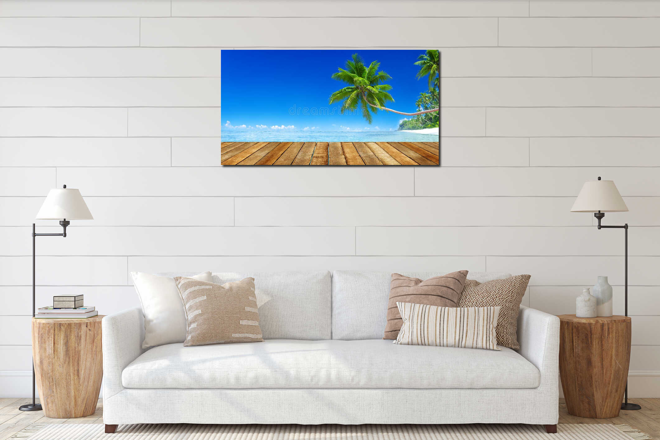Sunny Tropical Summer Paradise Beach interior mockup
