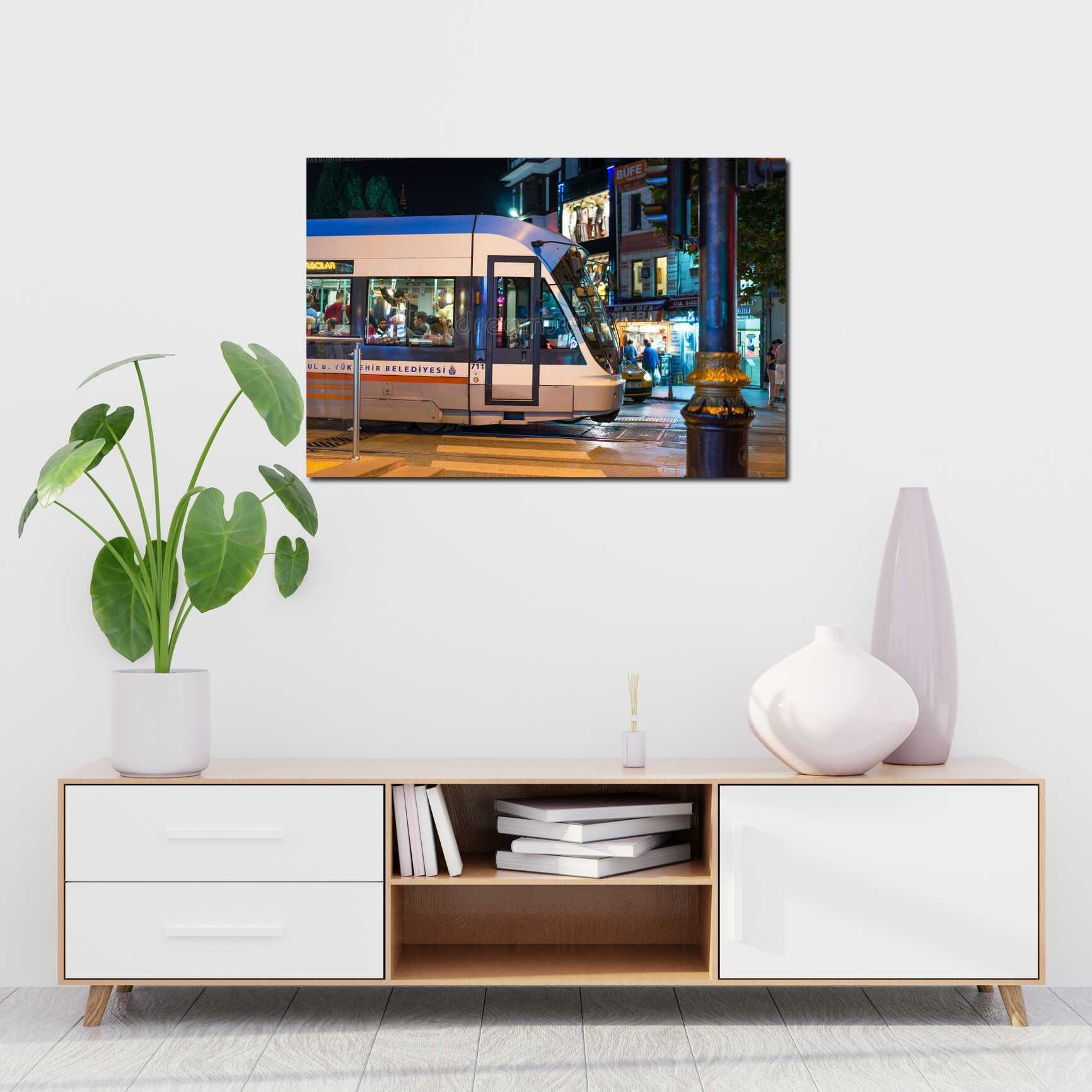 Canvas above sofa for size context