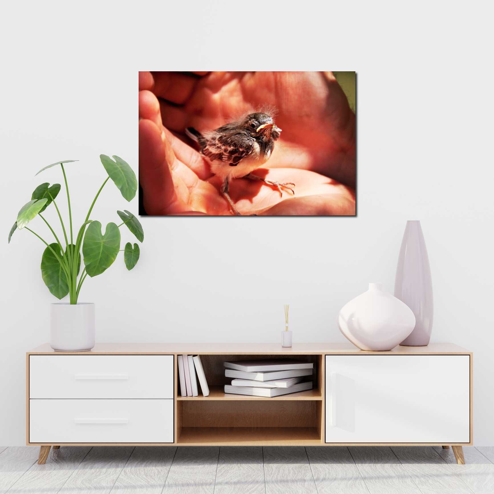 Canvas above sofa for size context