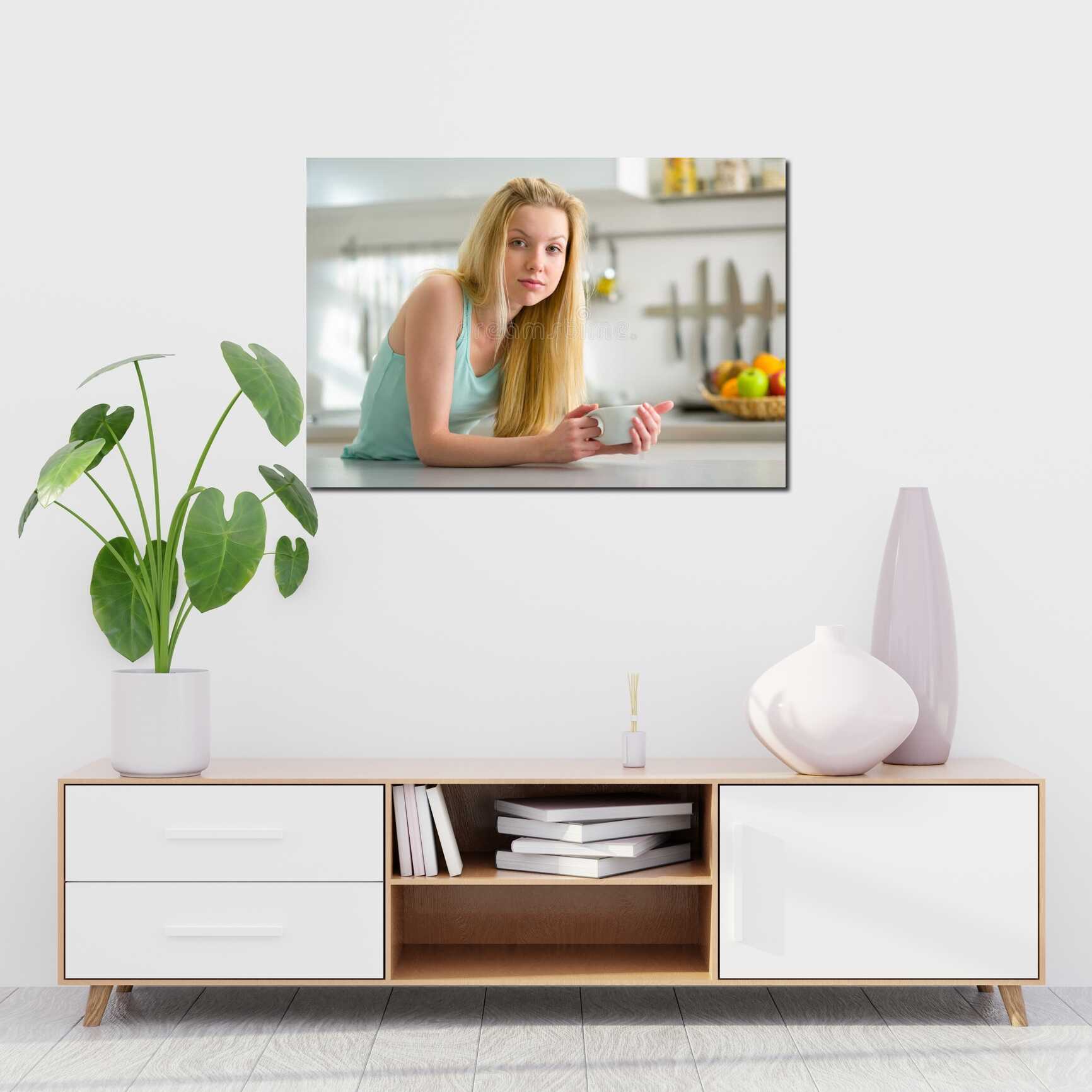 Canvas above sofa for size context