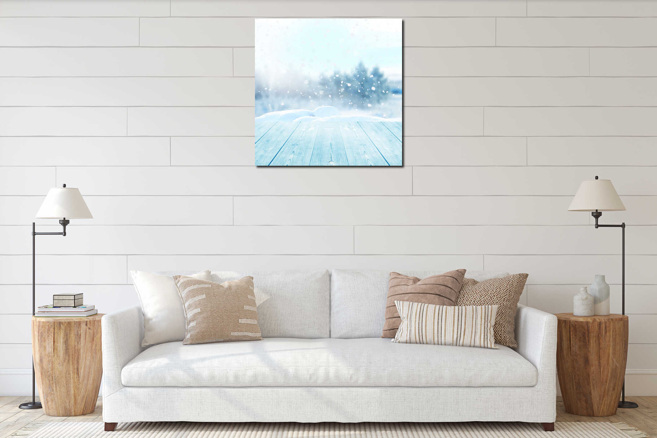 Canvas hanging interior mockup