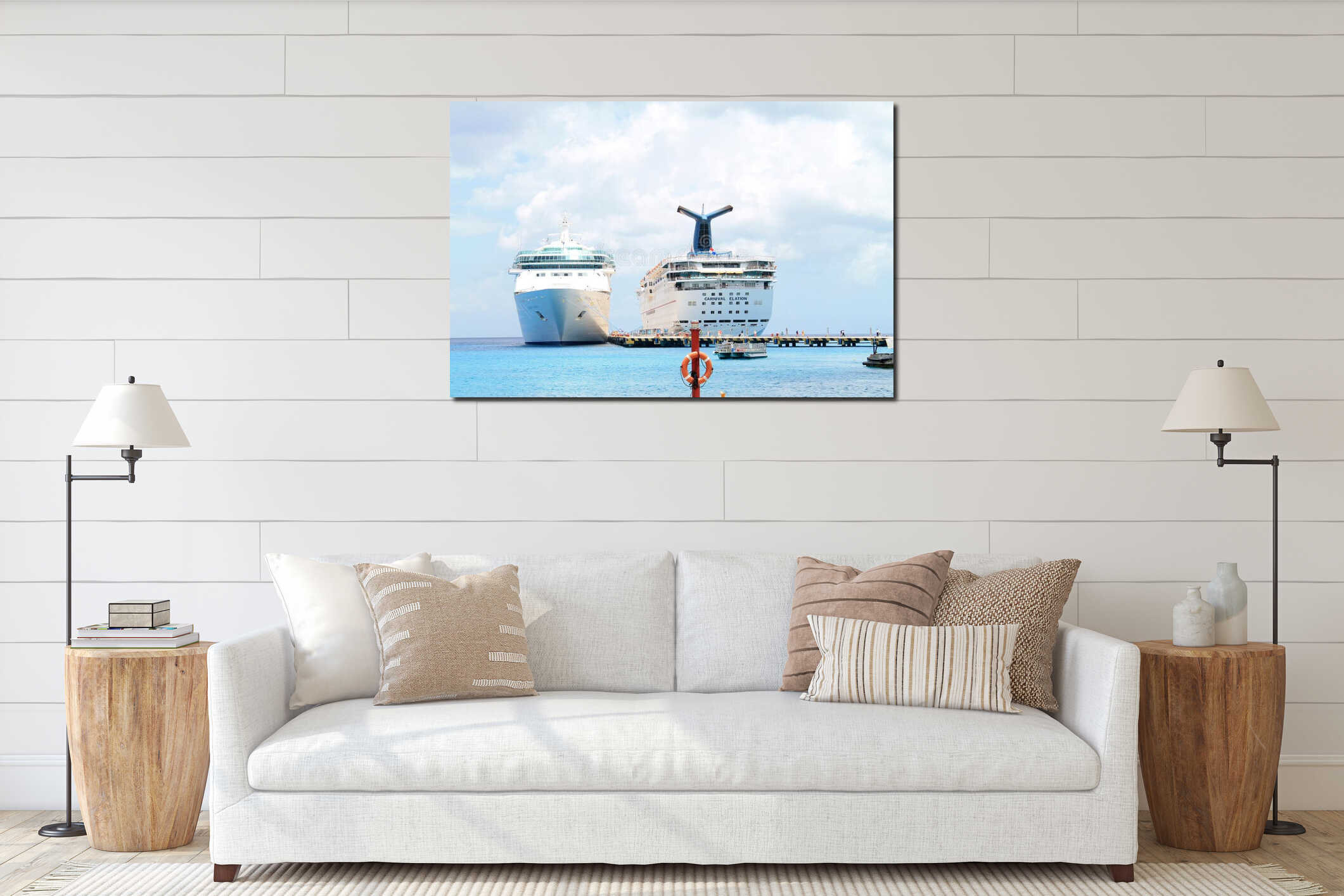 Two Cruise ships at port interior mockup