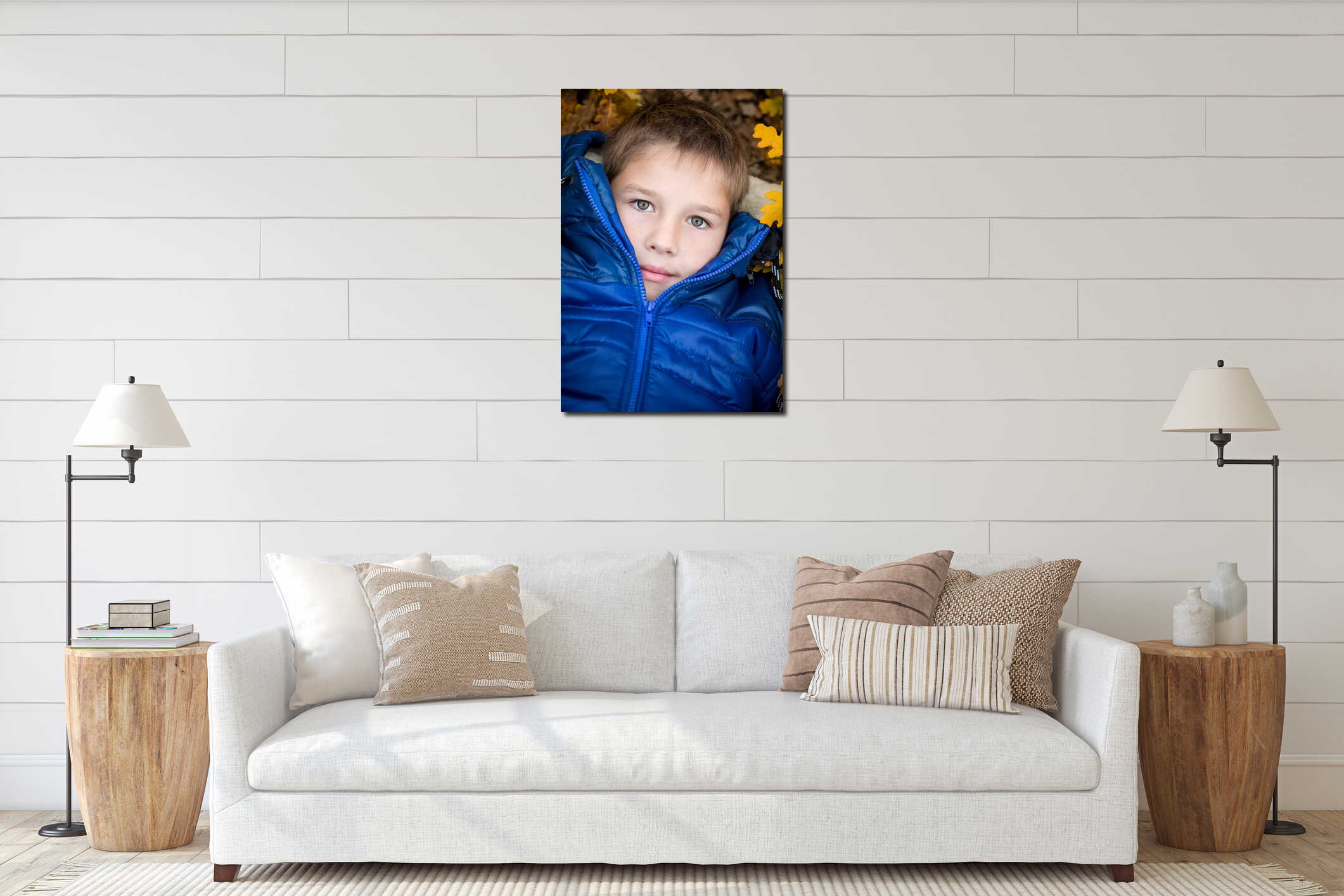 Autumn Portrait little boy interior mockup