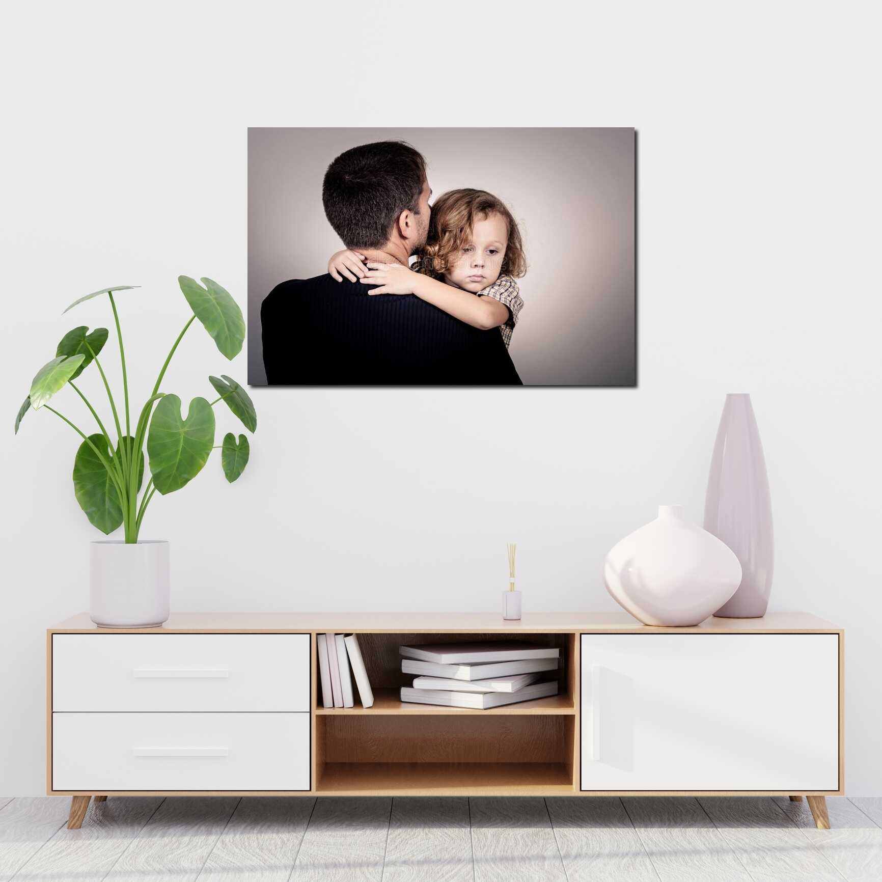 Canvas above sofa for size context