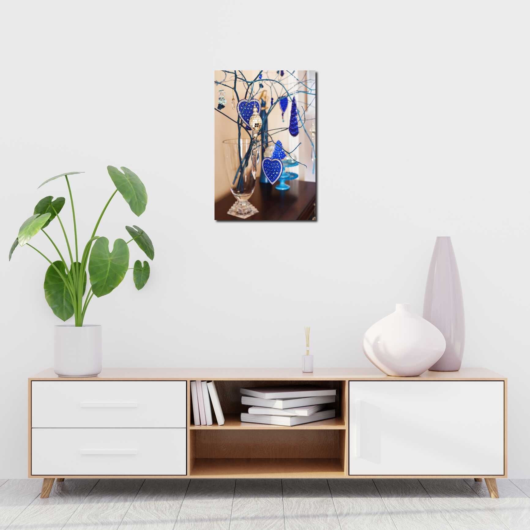 Canvas above sofa for size context