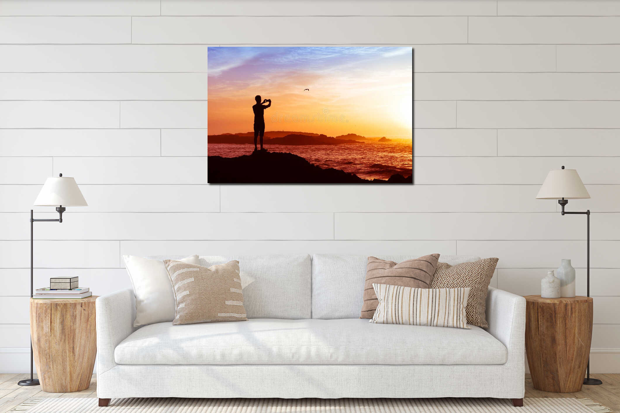 Taking photos with mobile interior mockup