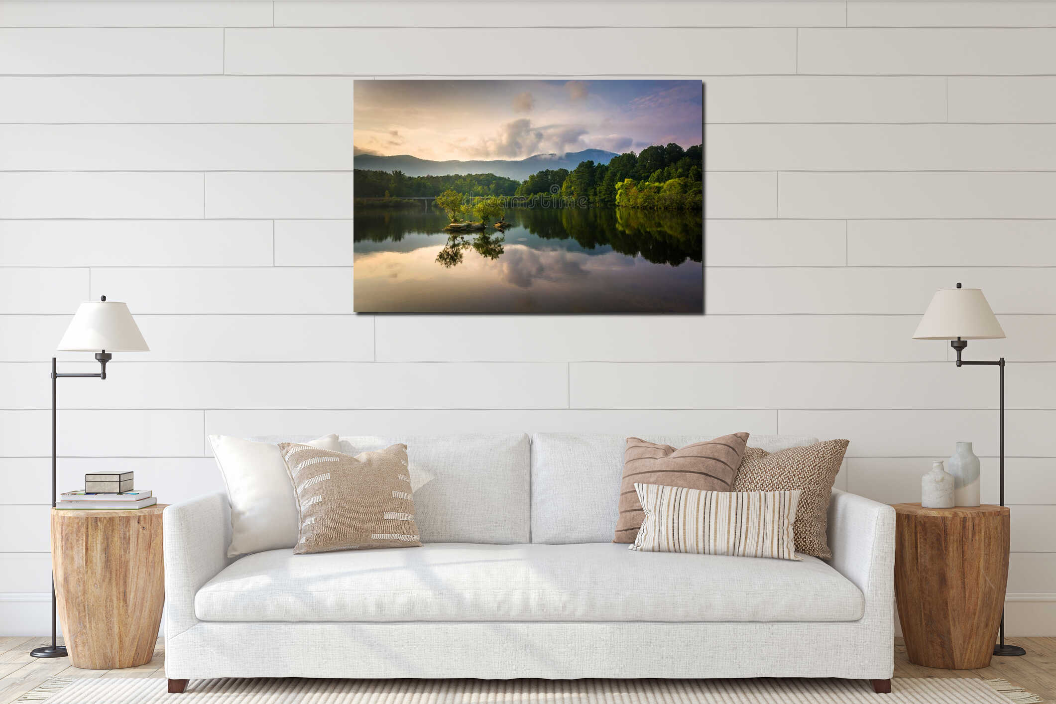 Small rocky island and view of Table Rock at Lake Oolenoy, Table interior mockup