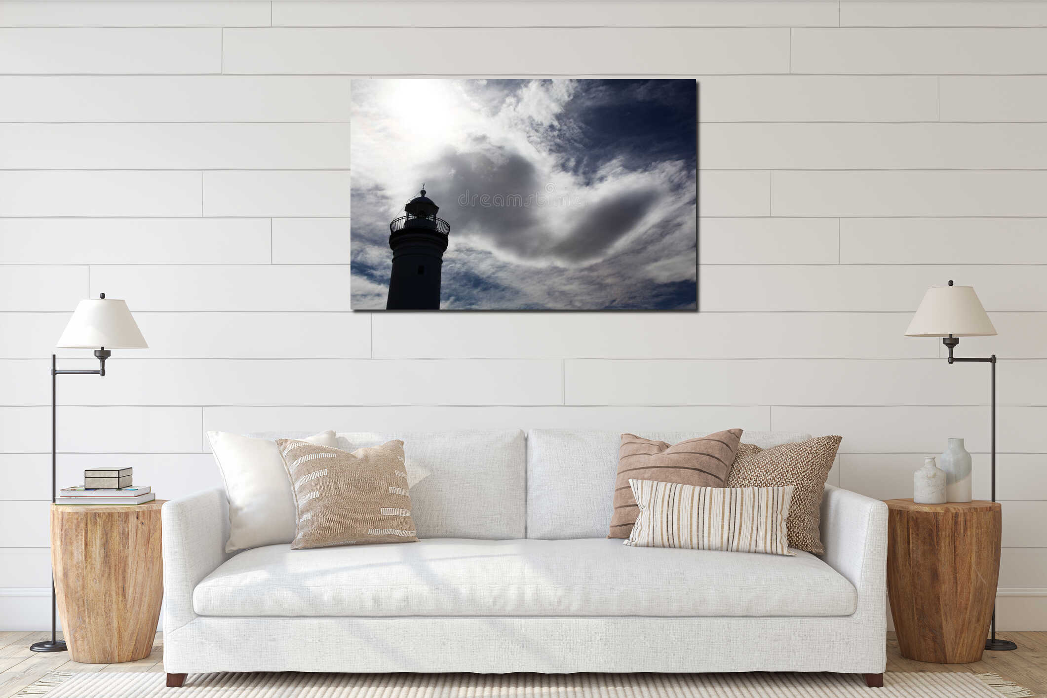 Silhouette lighthouse interior mockup