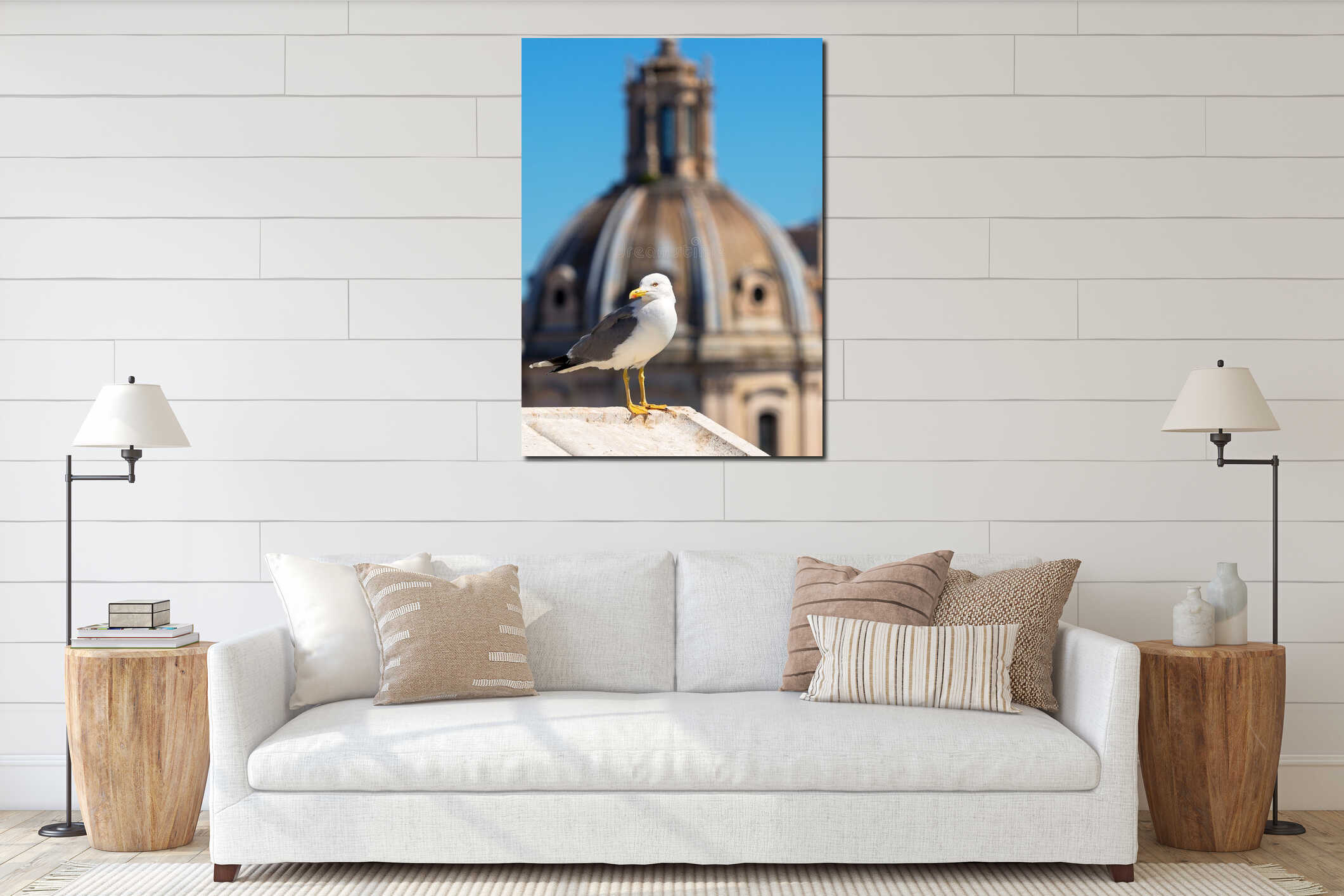 Seagull in the Roman Forum in Rome interior mockup