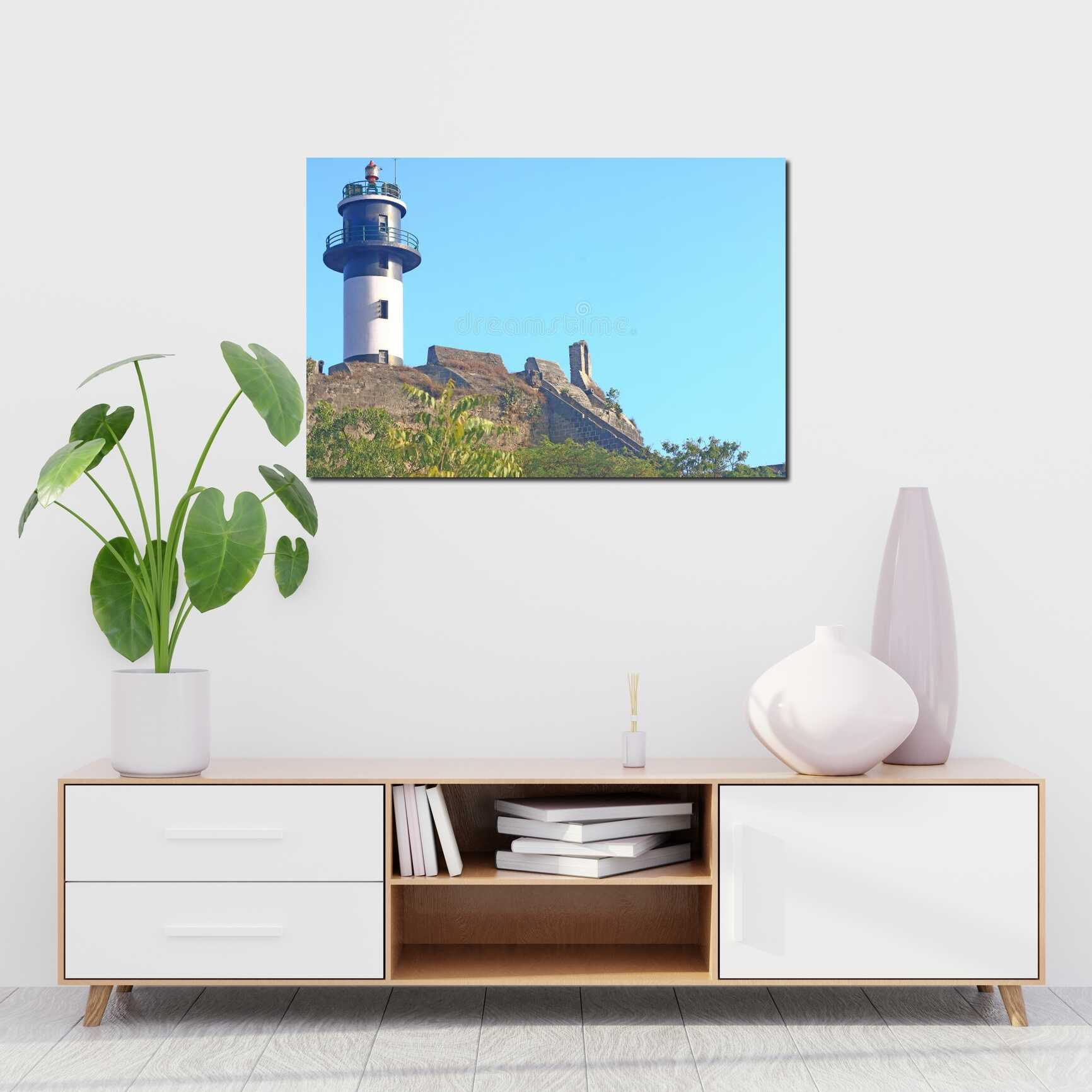 Canvas above sofa for size context