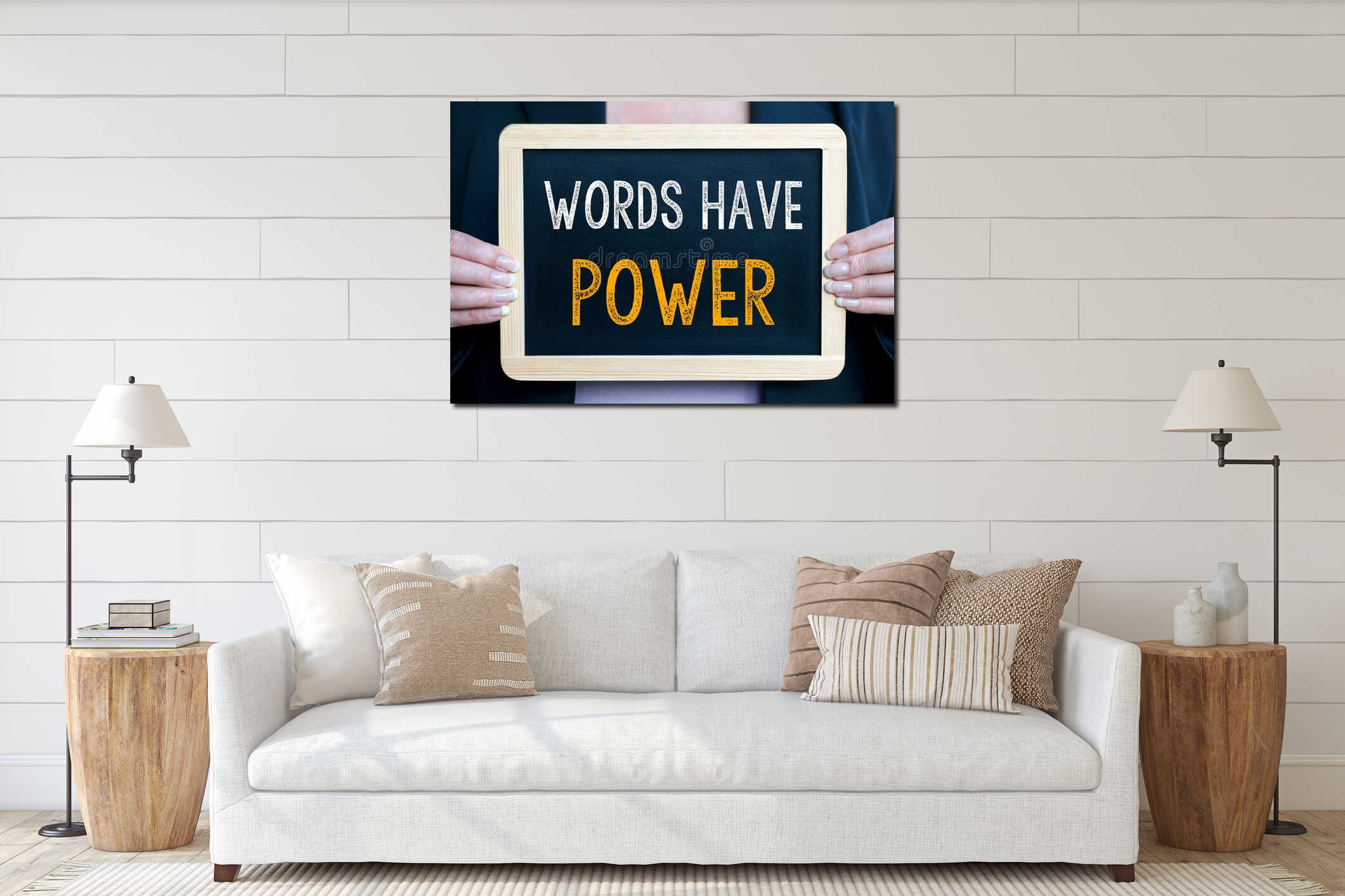 Canvas hanging interior mockup