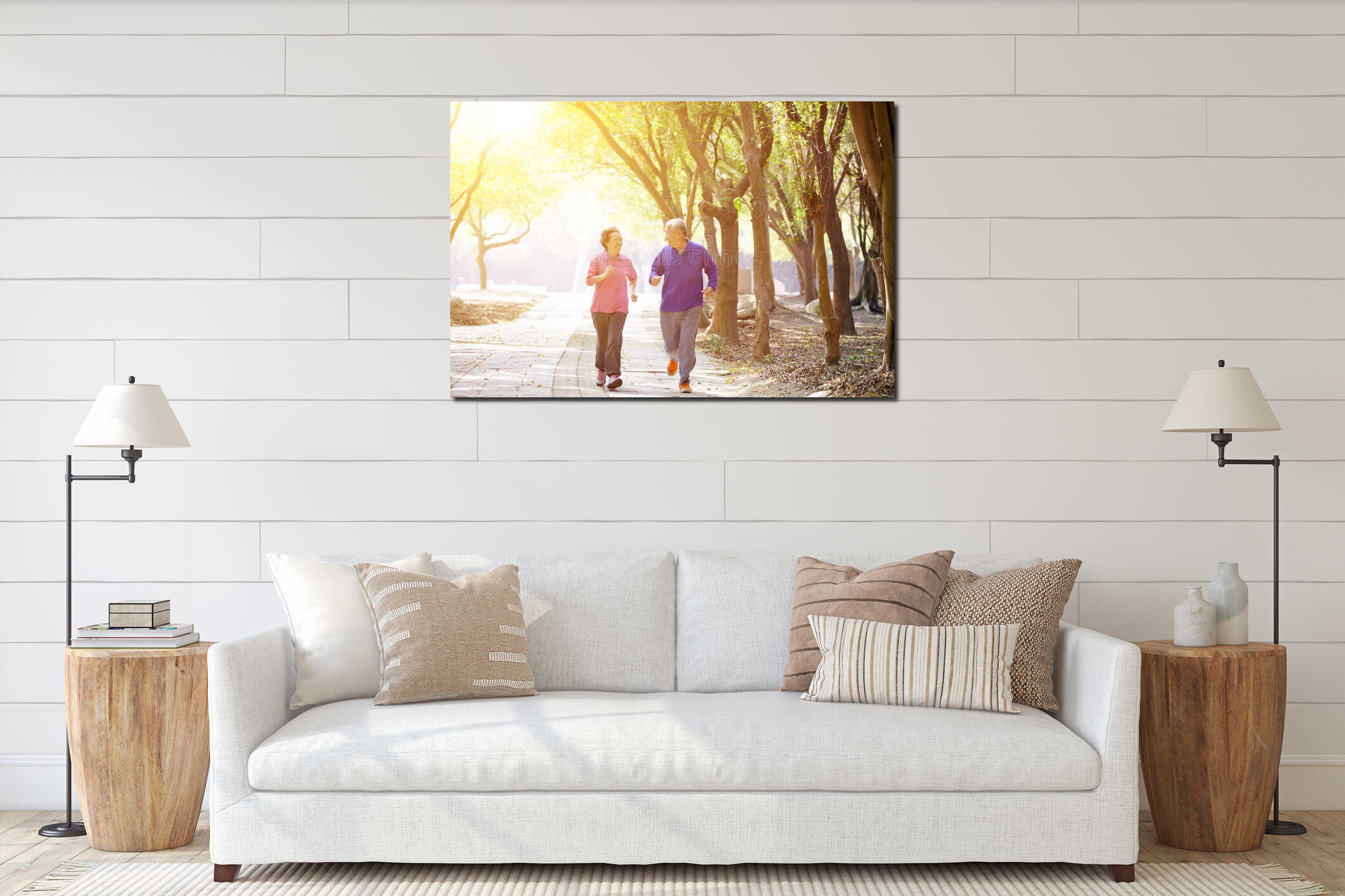 Senior Couple Exercising In the Park interior mockup