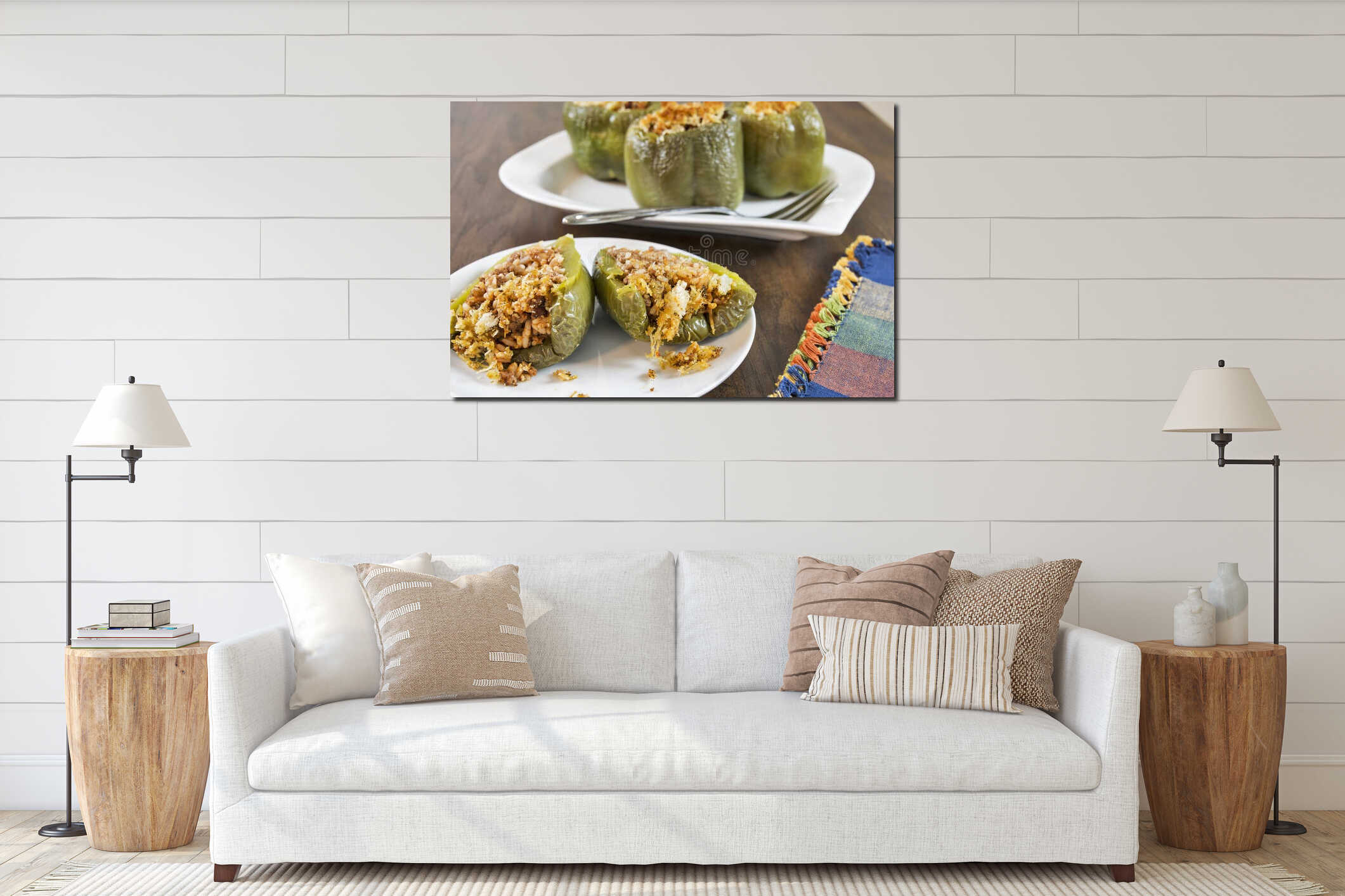 Stuffed green bell peppers interior mockup