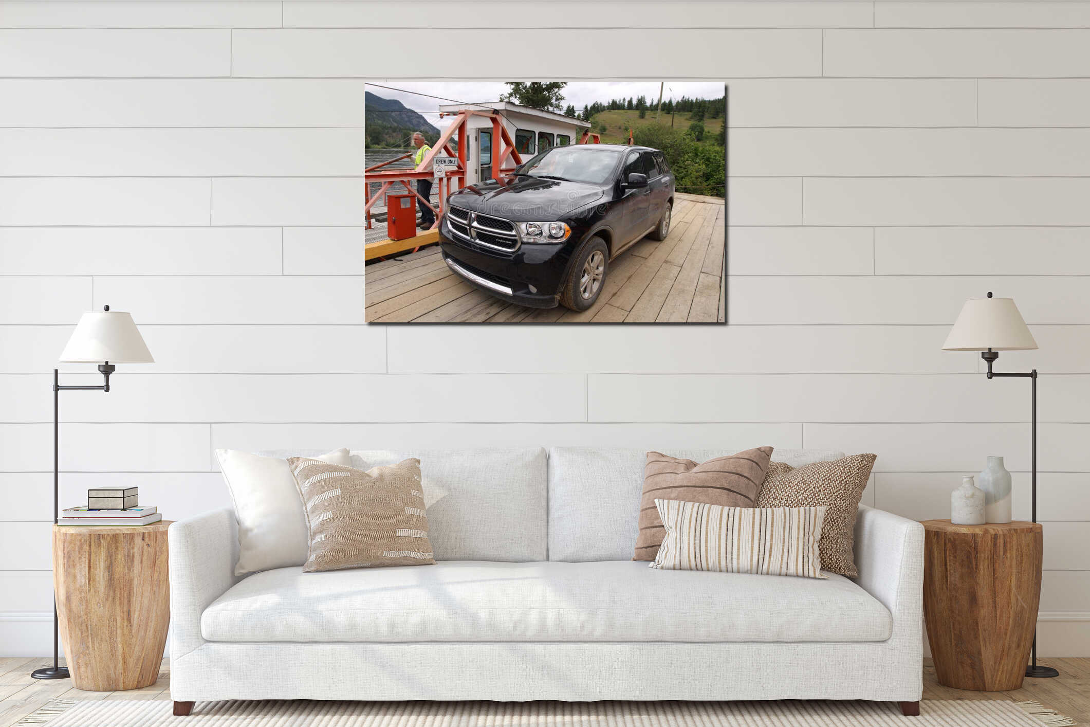 Ferry across the North Thompson River interior mockup