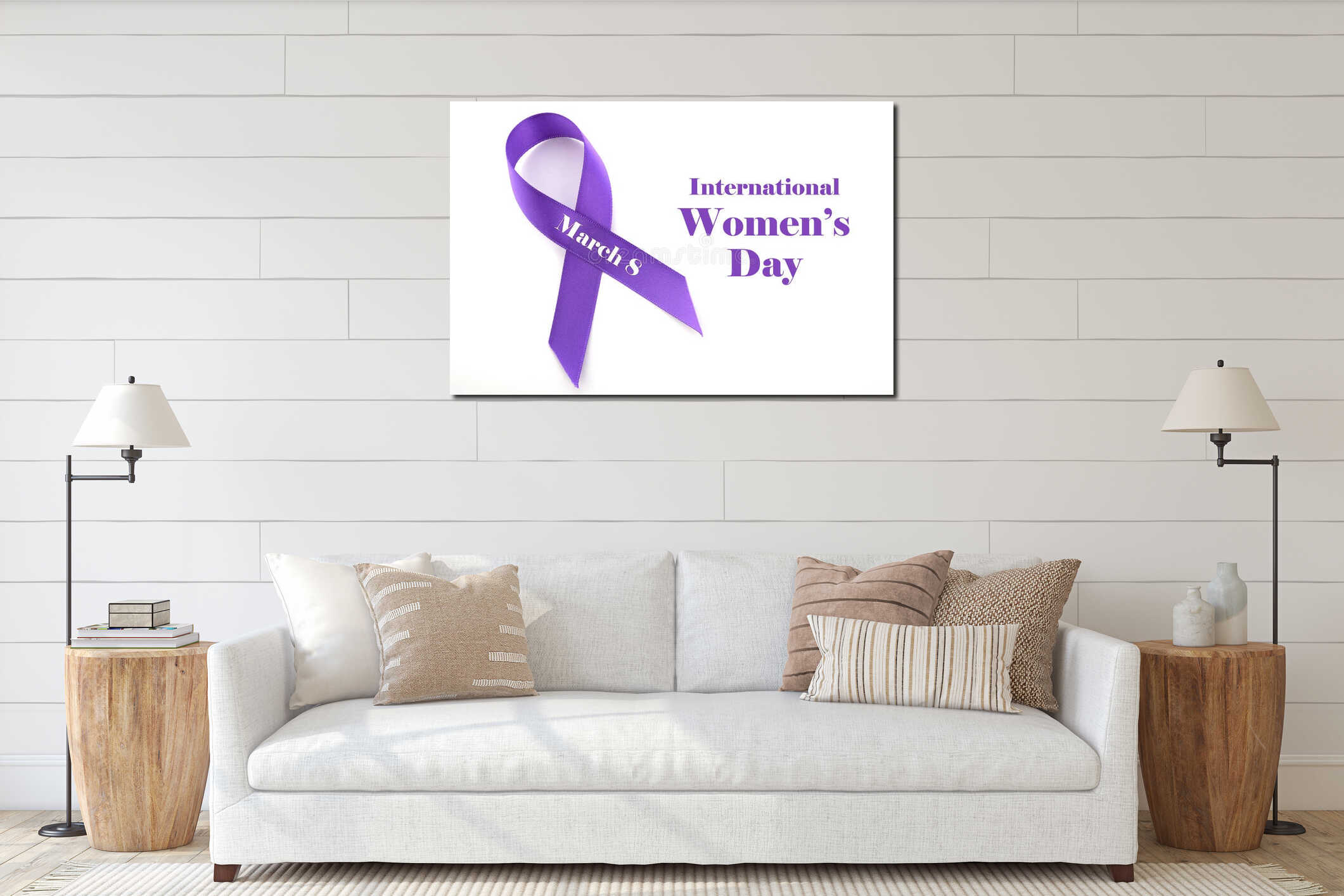 Canvas hanging interior mockup