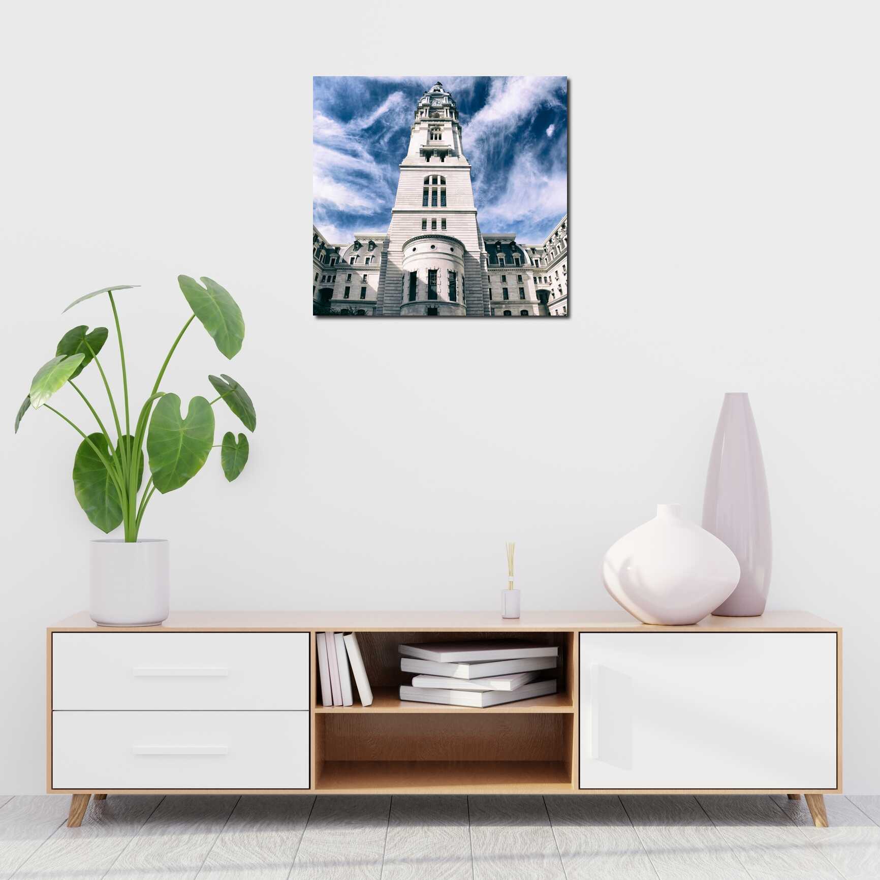 Canvas above sofa for size context