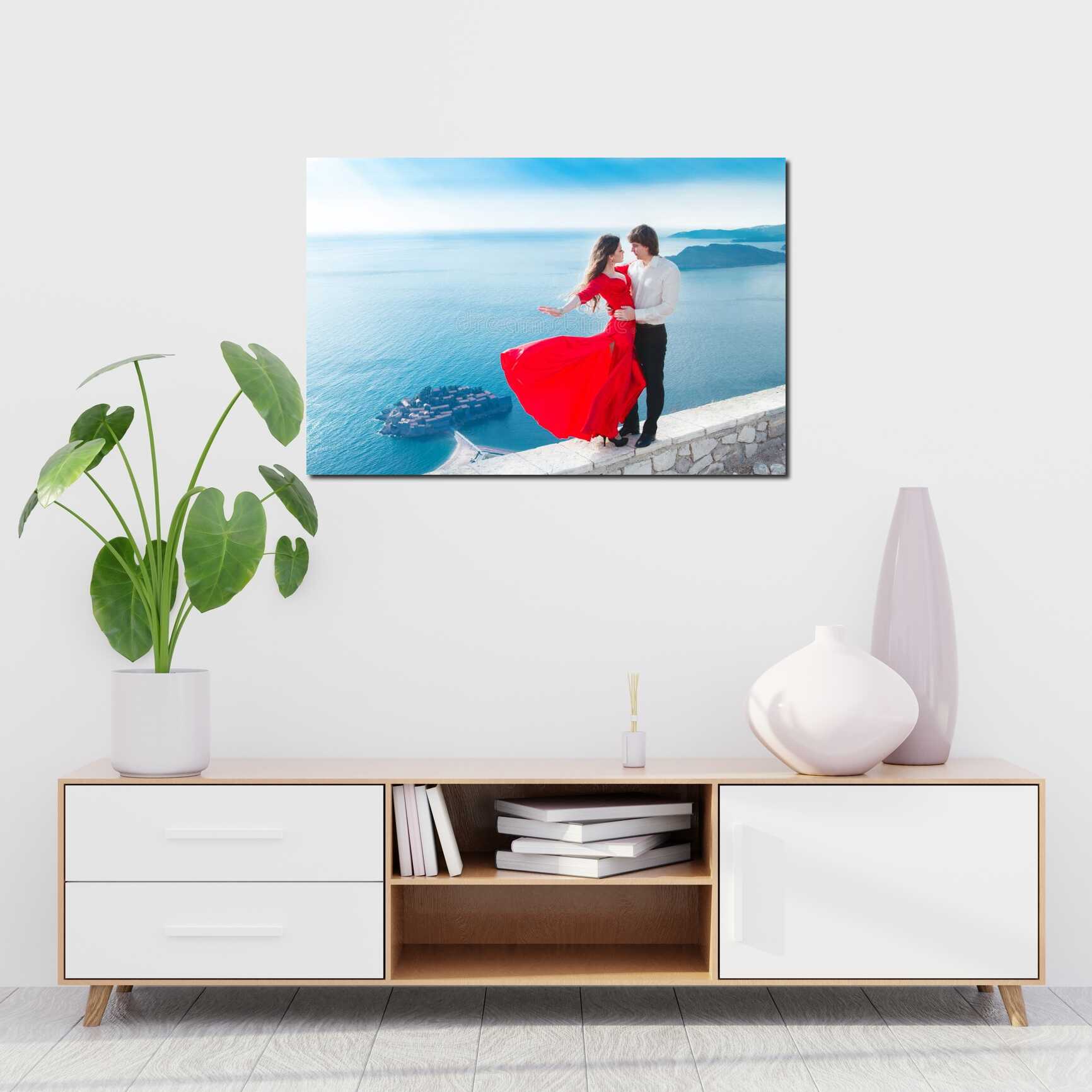 Canvas above sofa for size context