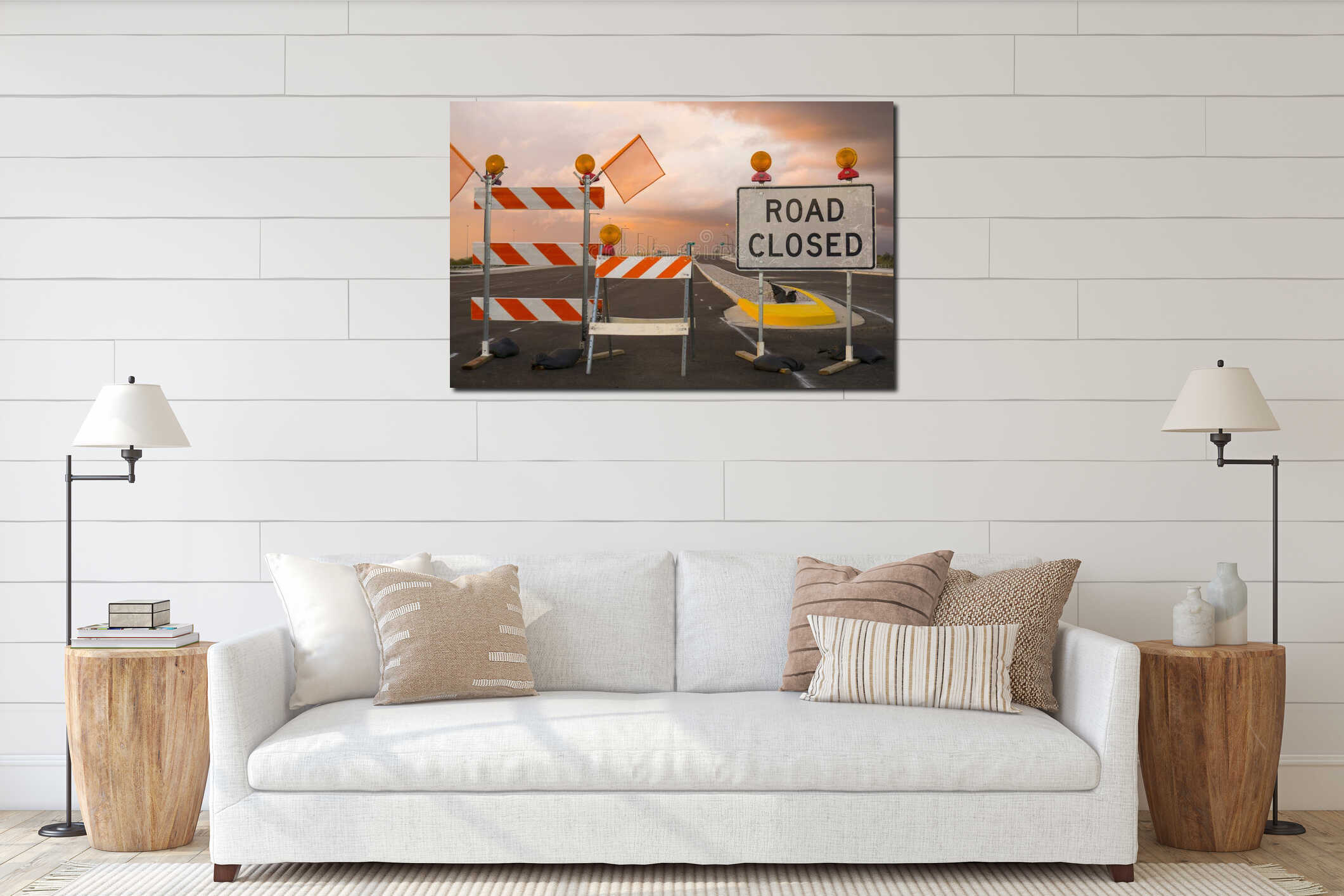 Road closed sign interior mockup