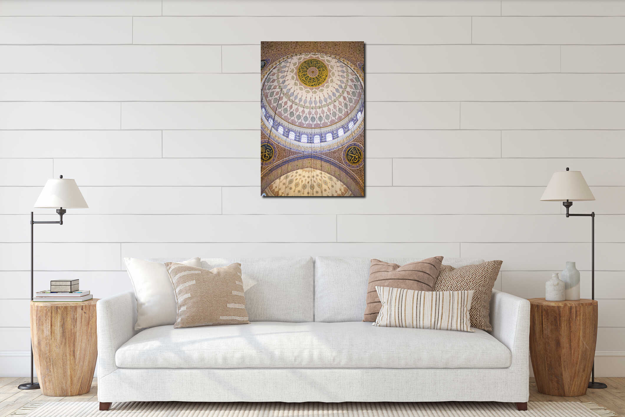 The New Mosque (Yeni Valide Camii), an Ottoman Imperial Mosque interior architecture in Istanbul, Turkey, Eminonu district interior mockup