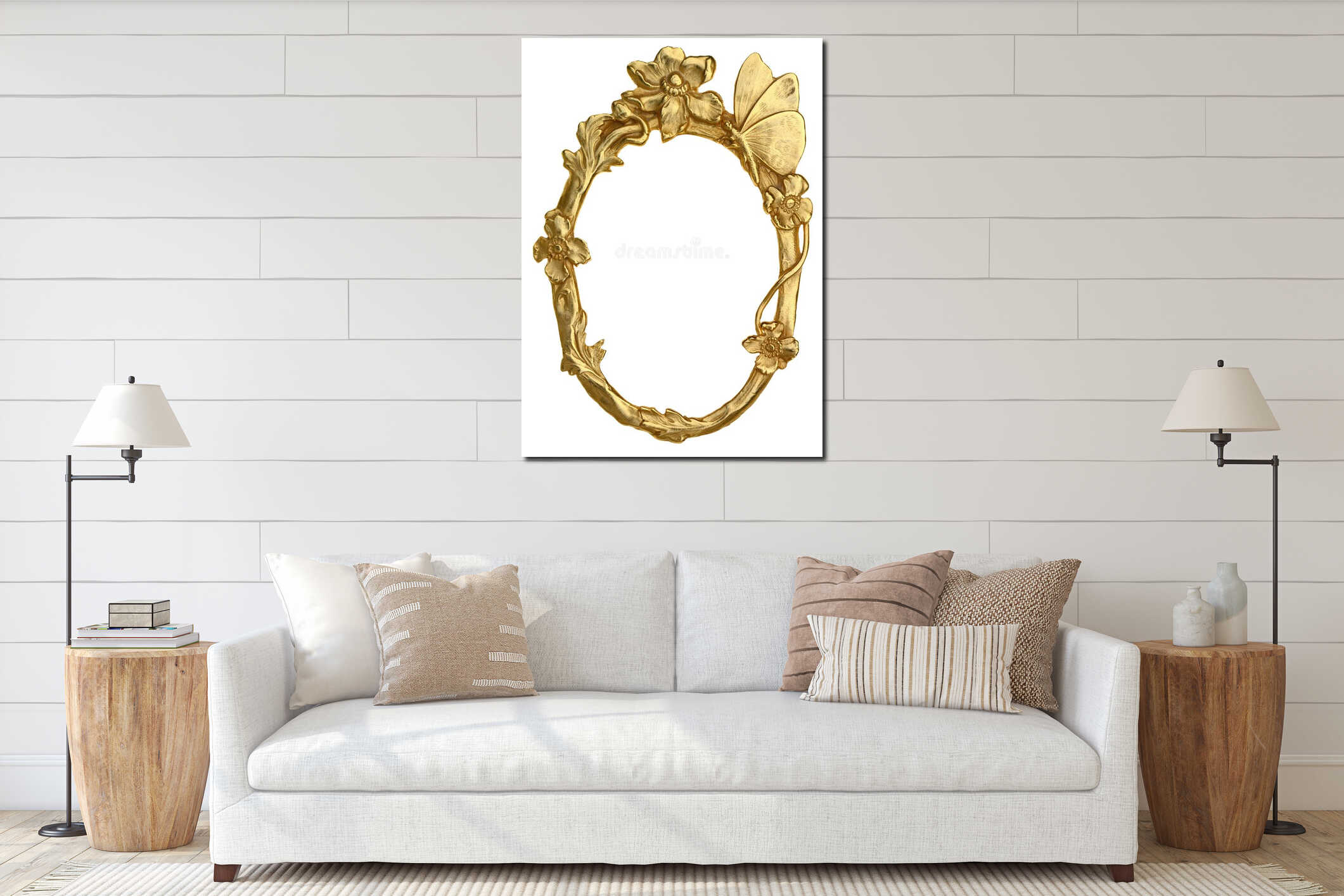 Oval Picture Frame with Butterfly interior mockup