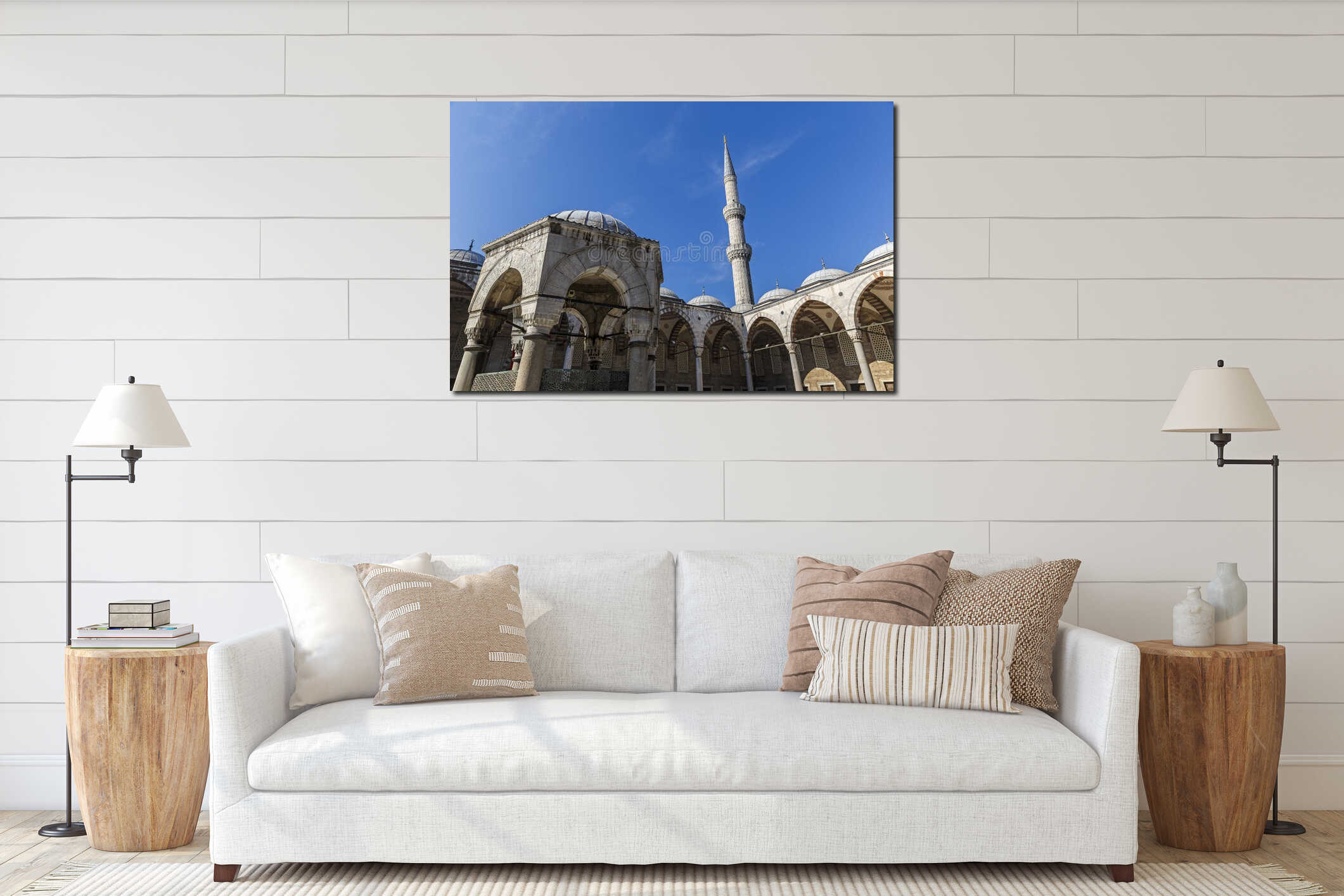 Courtyard of the mosque of Sultan Ahmed in Istanbul interior mockup