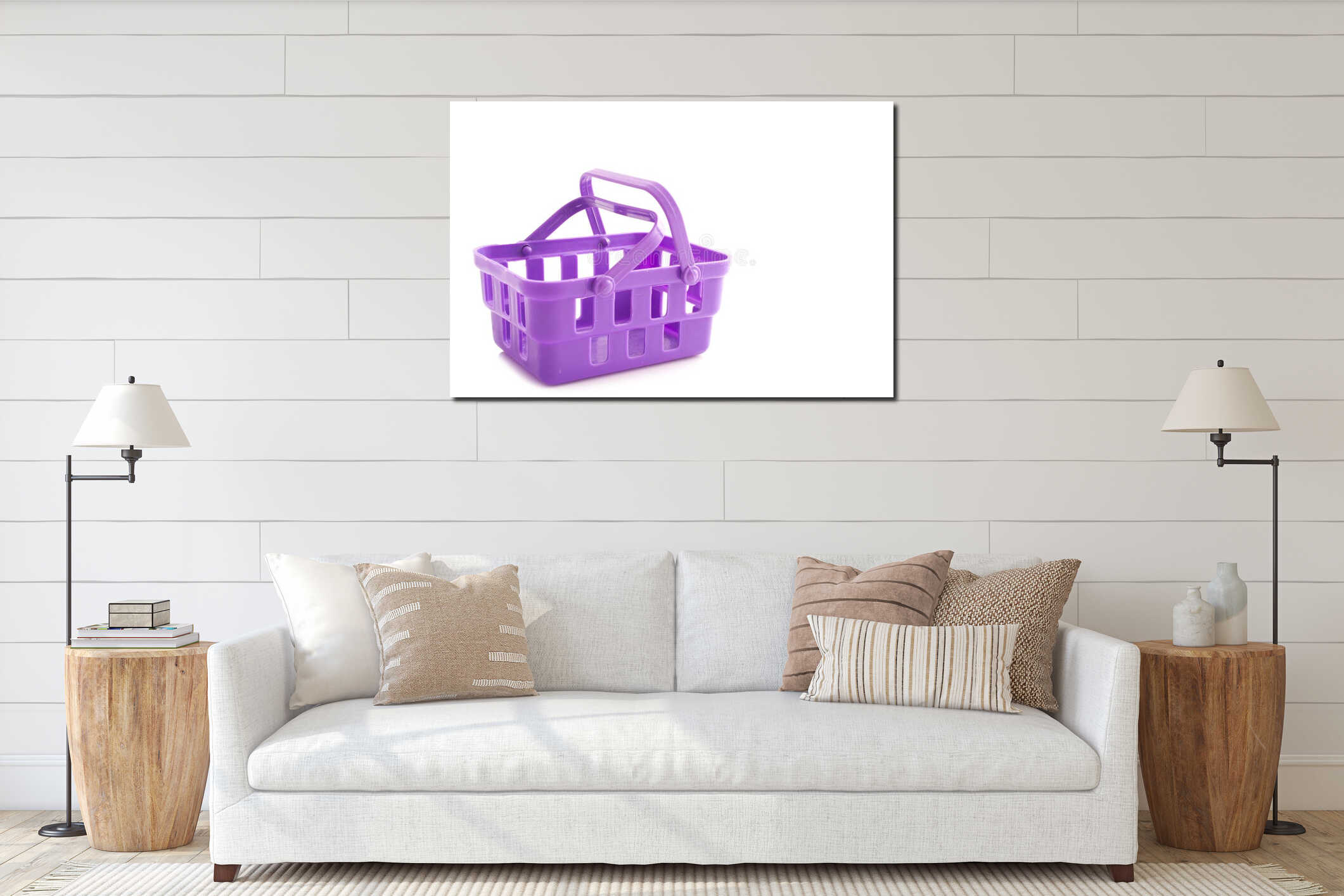 Purple shopping basket interior mockup