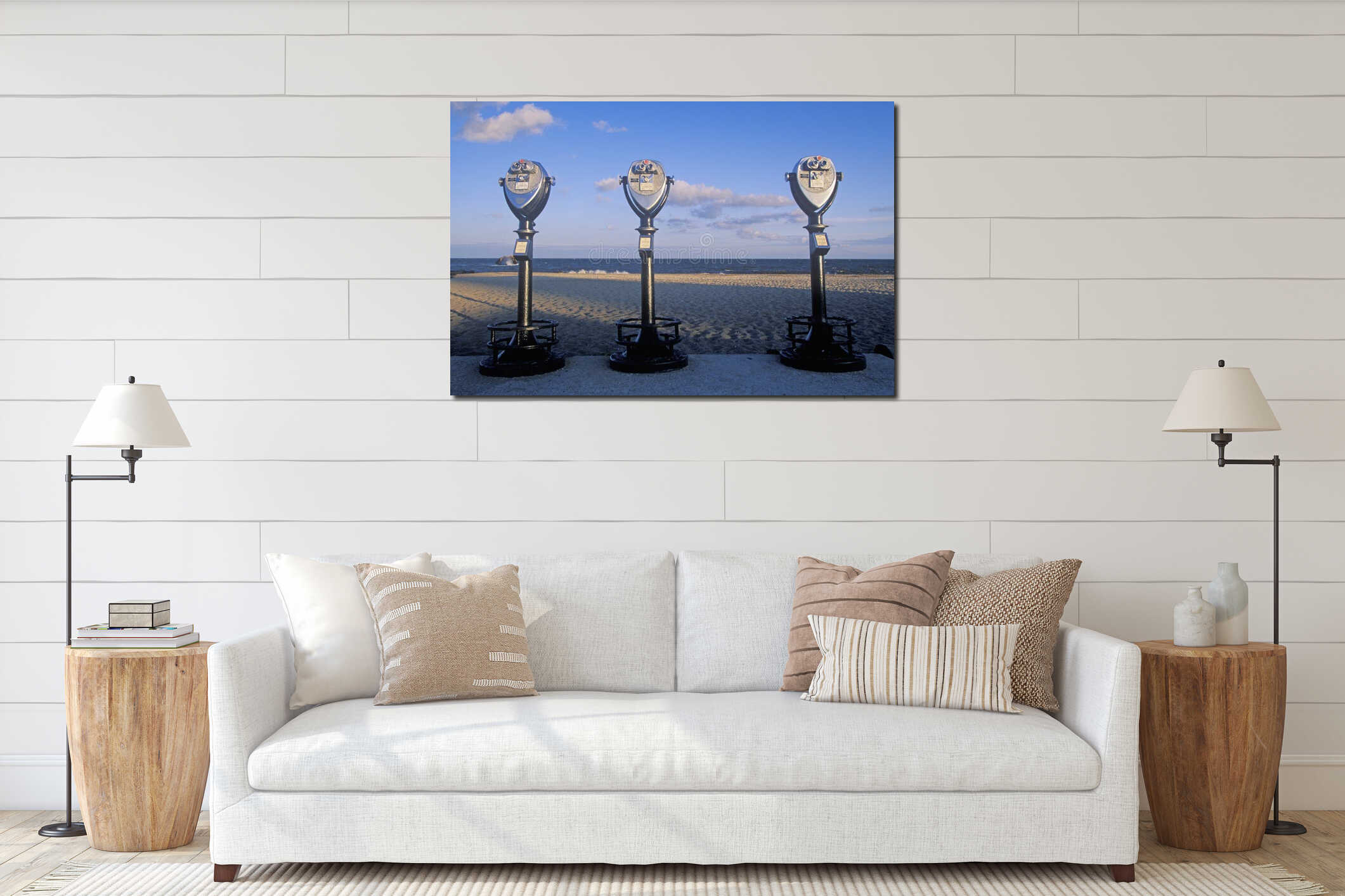Three stationary viewers for tourists in Cape May, New Jersey interior mockup