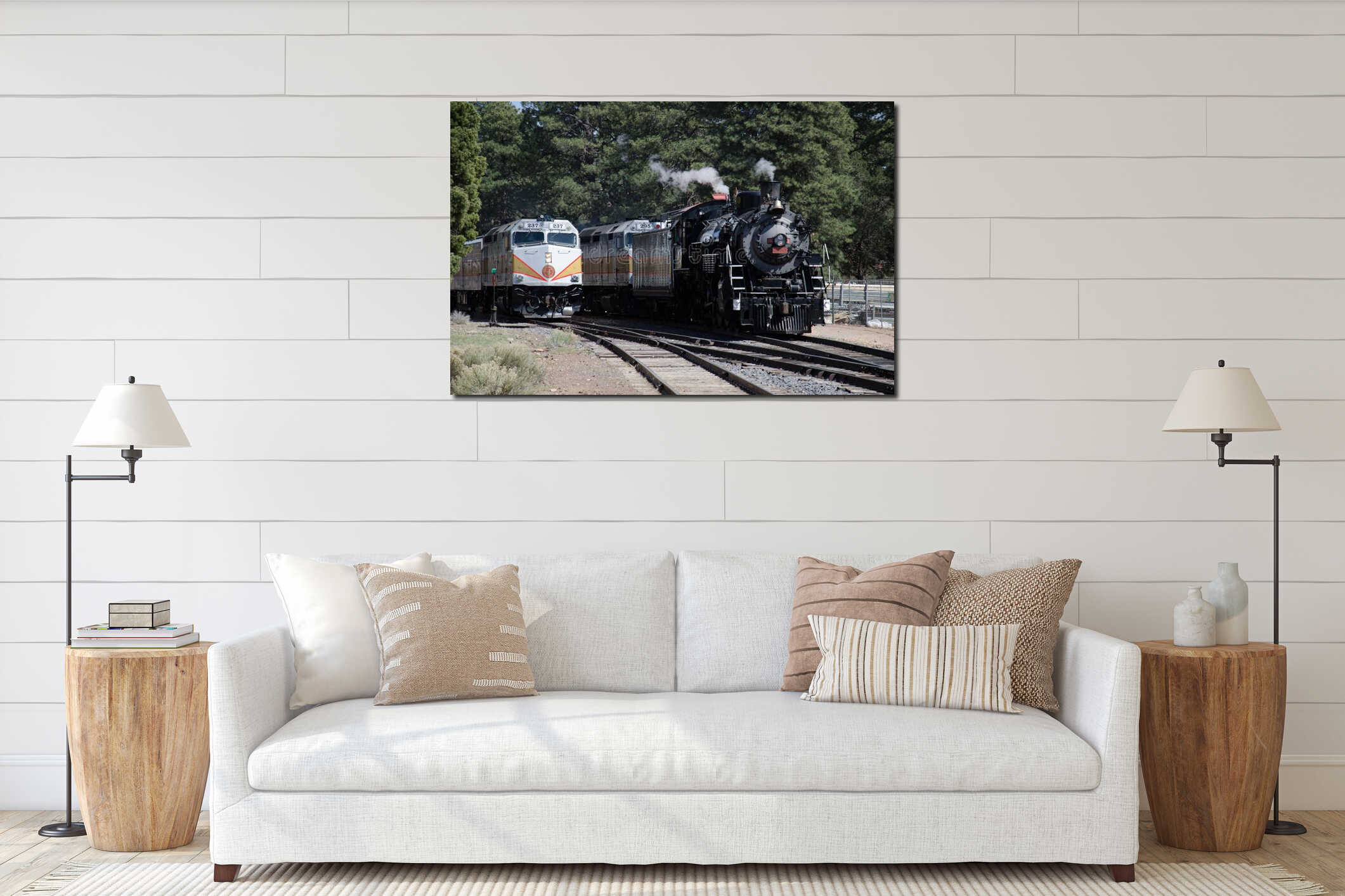 Steam engine 4960 and other locomotives at Grand Canyon interior mockup