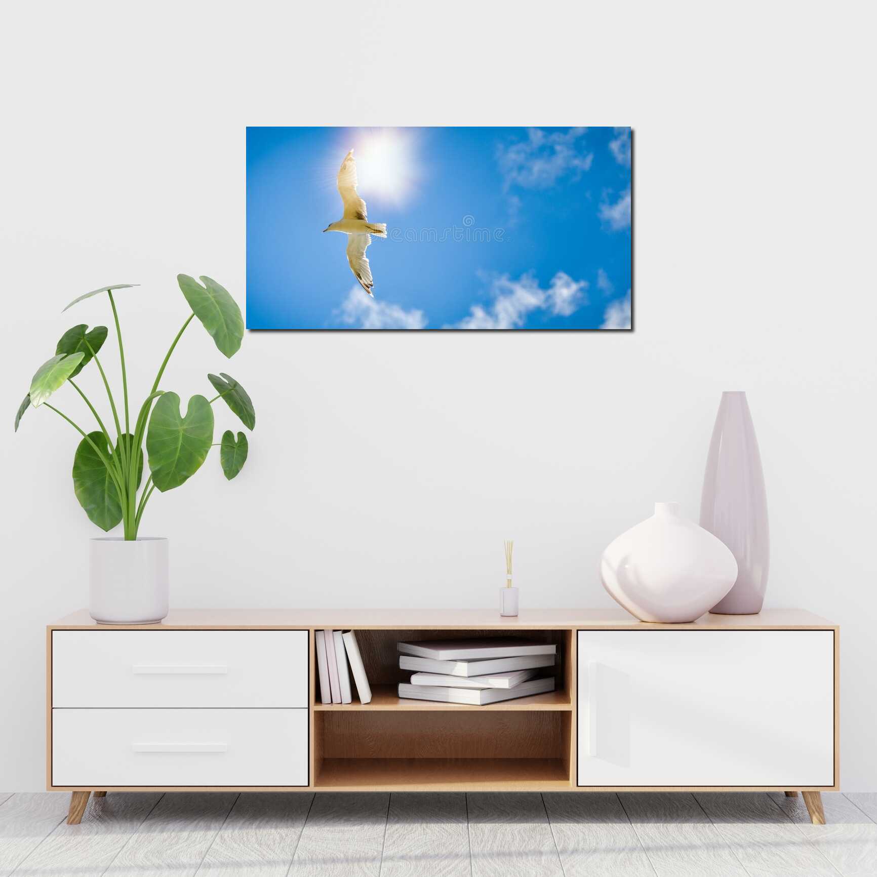 Canvas above sofa for size context