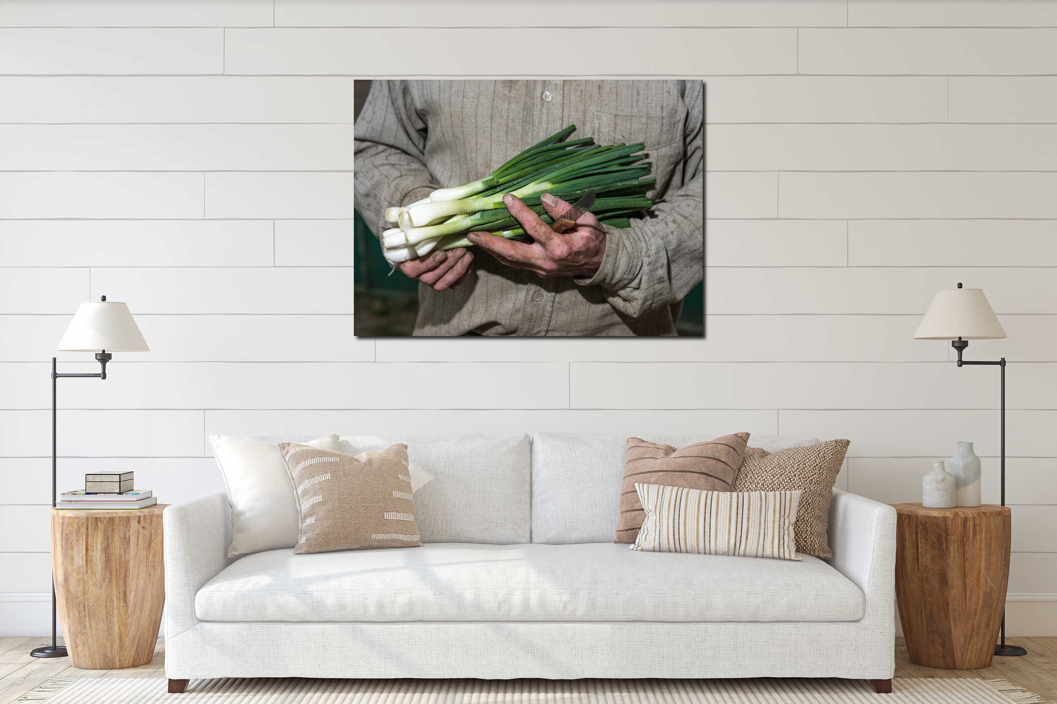 Fresh new green onion interior mockup
