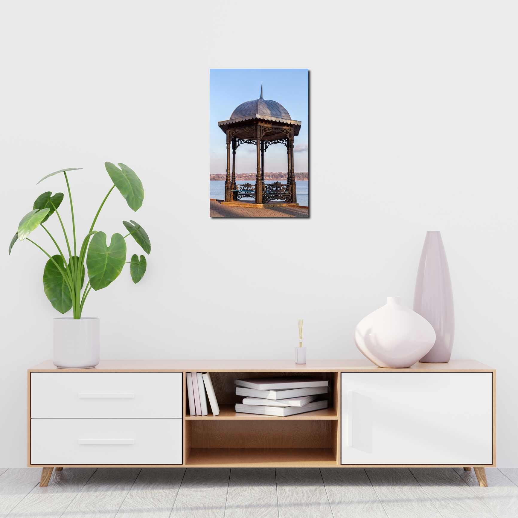 Canvas above sofa for size context