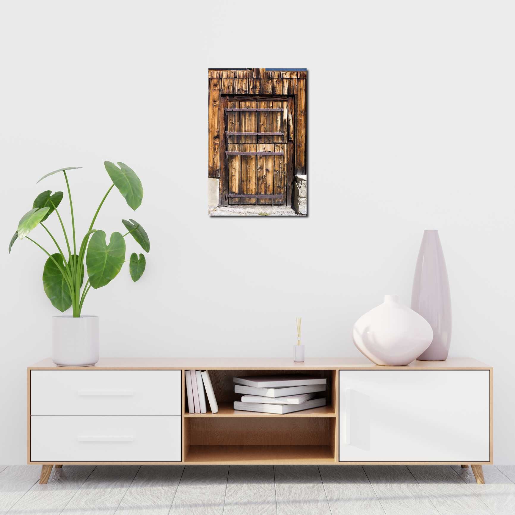 Canvas above sofa for size context