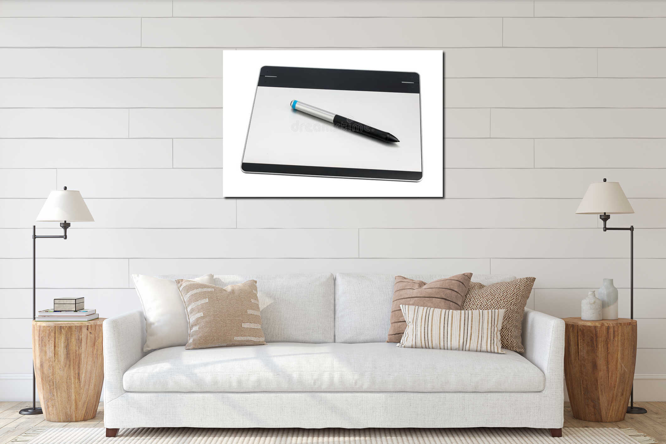 Digital graphic tablet and pen interior mockup