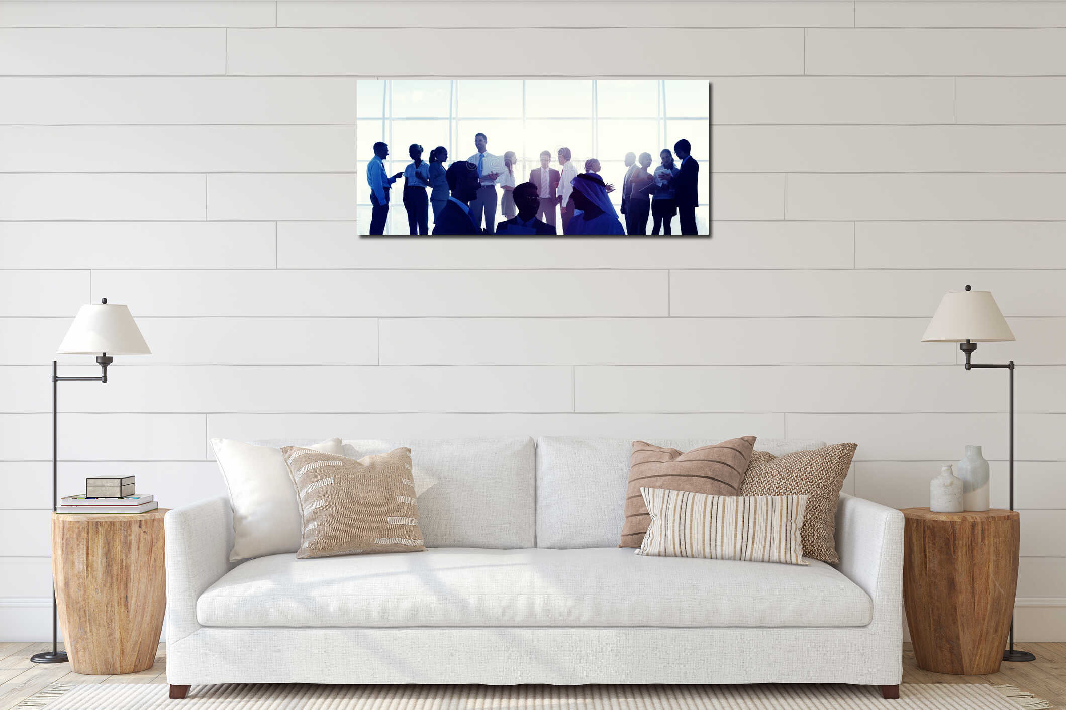 Business People Meeting Room Handshake Global Concept interior mockup