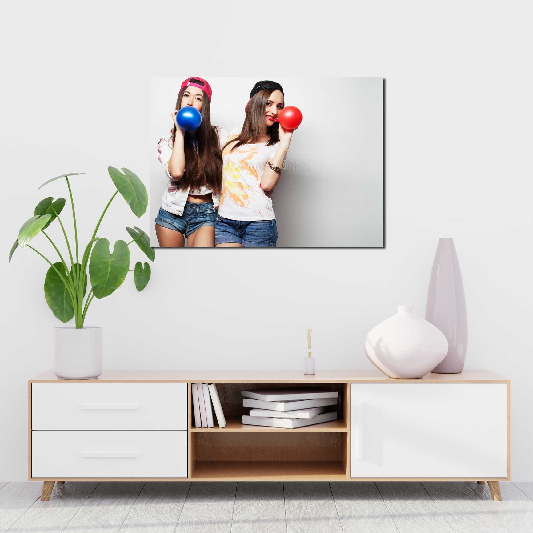 Canvas above sofa for size context