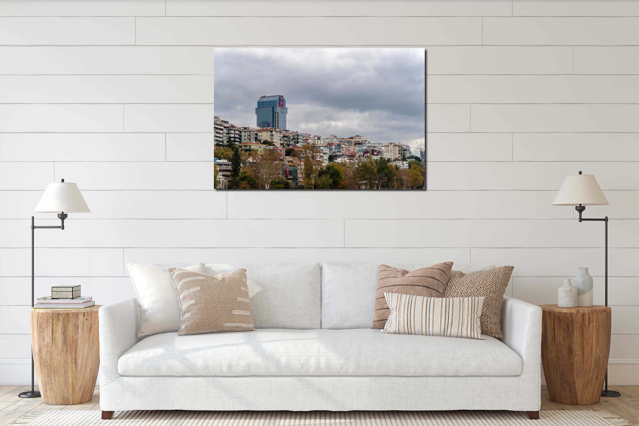 Istanbul city panorama interior mockup