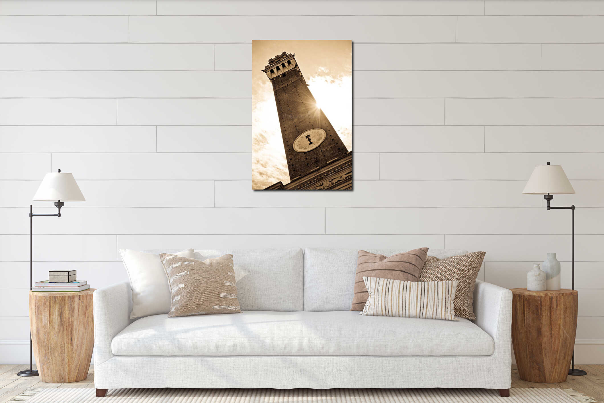 Famous Torre del Mangia in Siena, Italy interior mockup