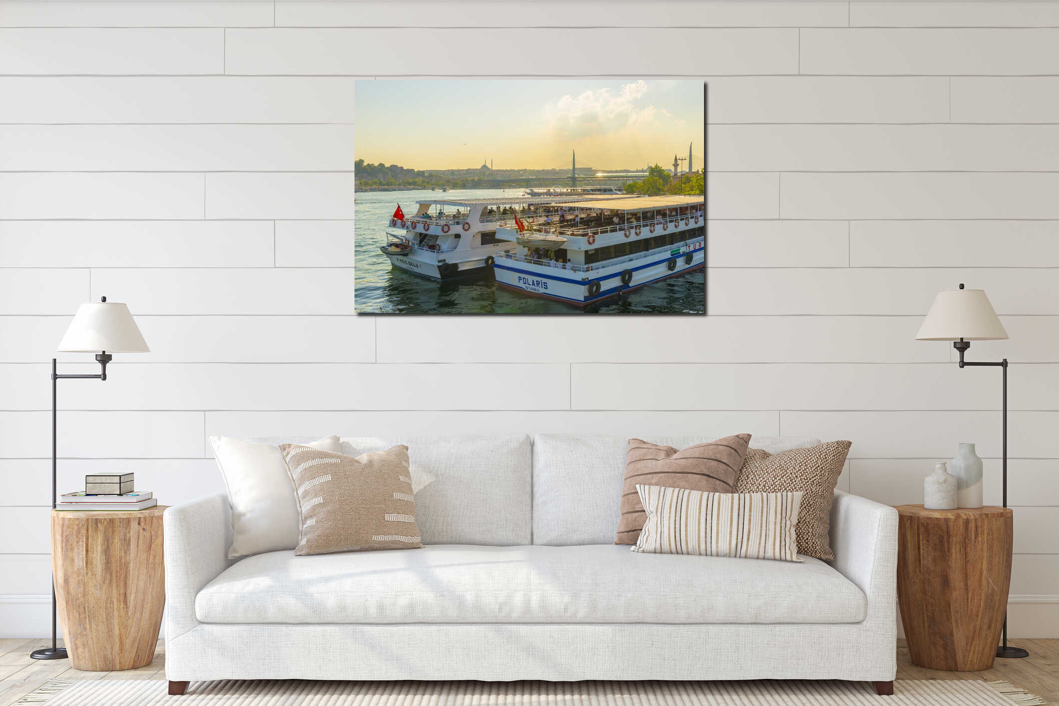Passenger ships in the Strait of Bosporus Istanbul Turkey a clear day interior mockup