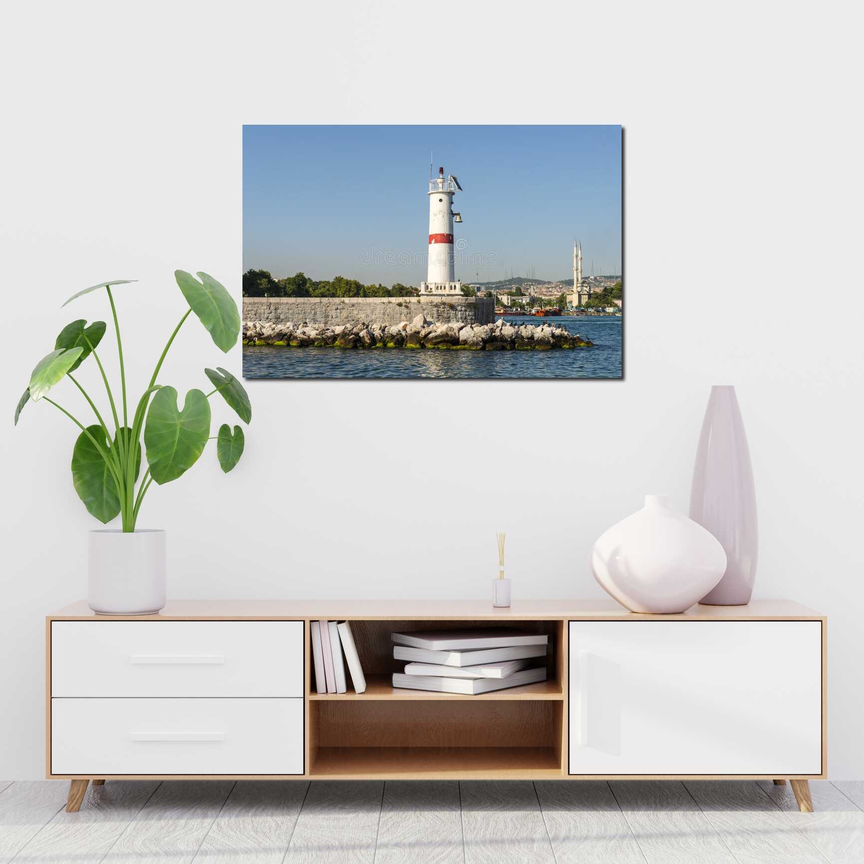 Canvas above sofa for size context