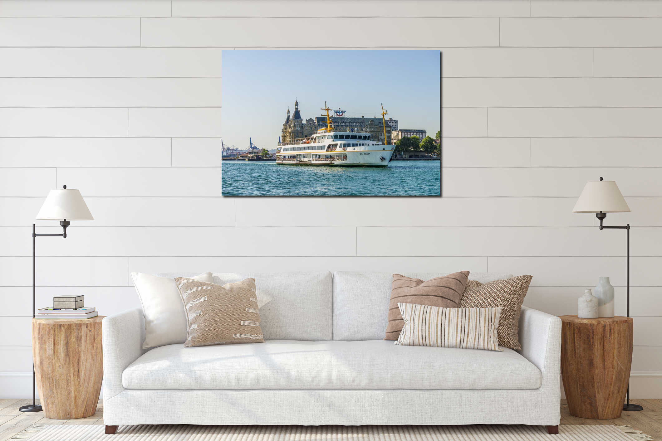 Passenger ships in the Strait of Bosporus Istanbul Turkey a clear day interior mockup