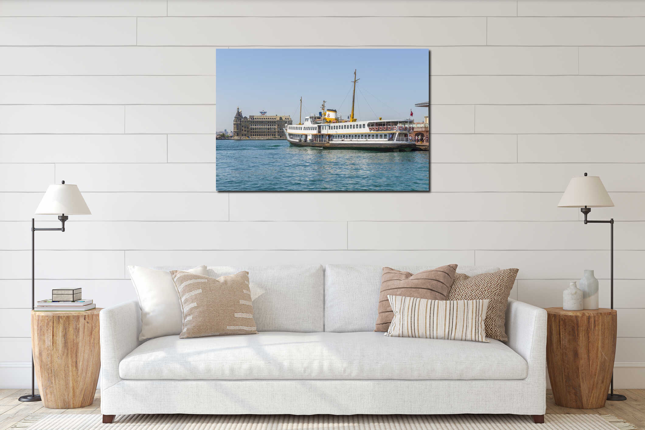 Passenger ships in the Strait of Bosporus Istanbul Turkey a clear day interior mockup
