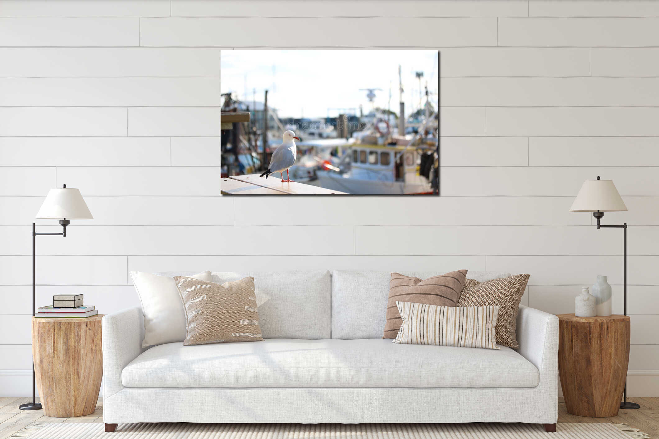 Seagull at Harbor interior mockup